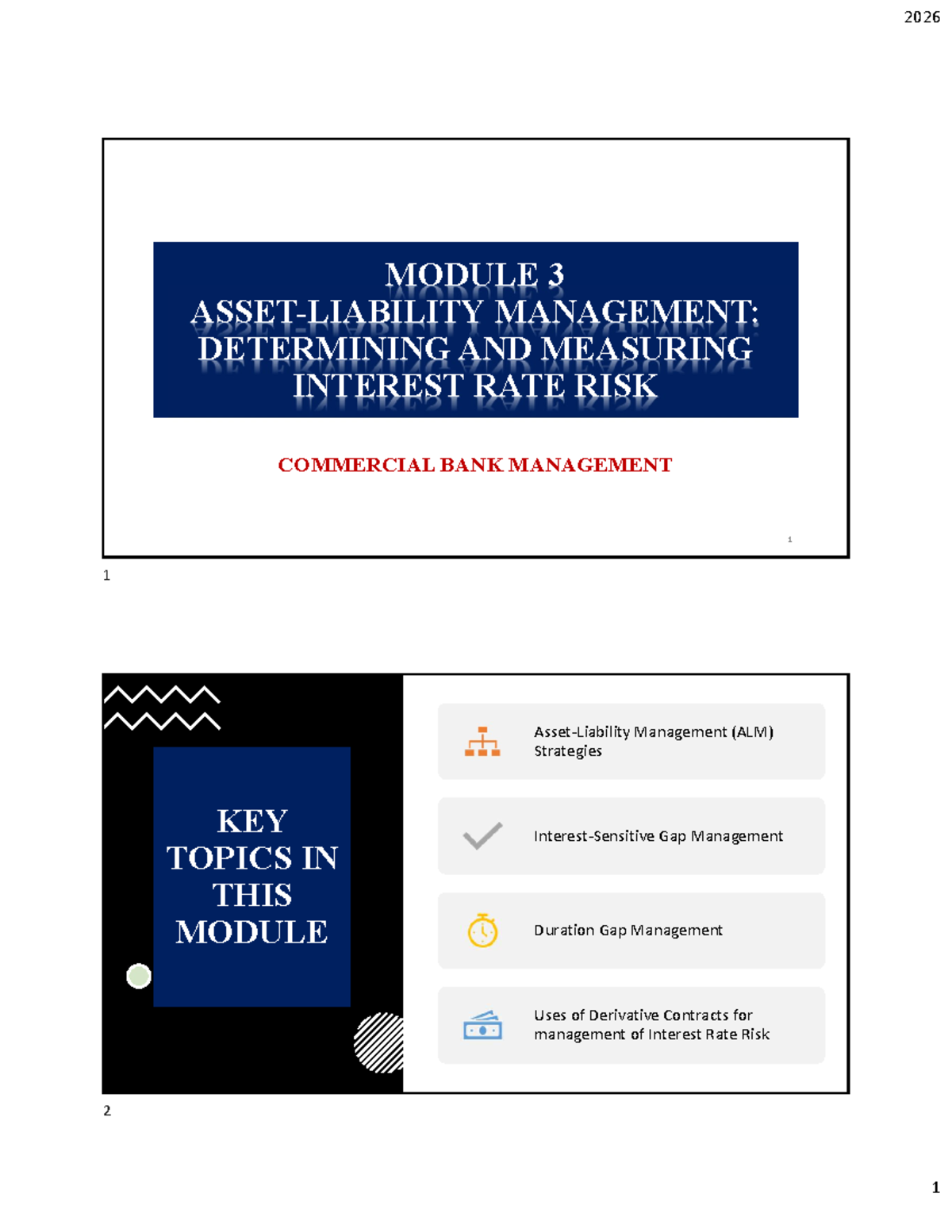 2026 MODULE 3 LECTURE: MEASURING INTEREST RATE RISK IN BANK MANAGEMENT ...