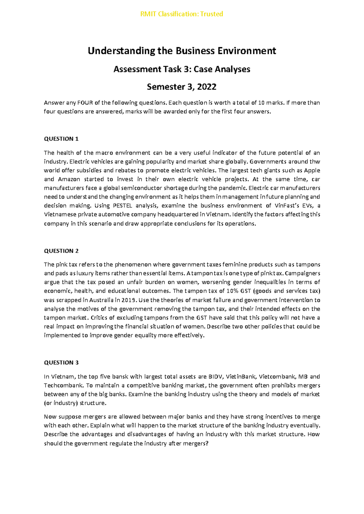 UBE Assessment+3 S3 2022 - RMIT Classification: Trusted Understanding ...