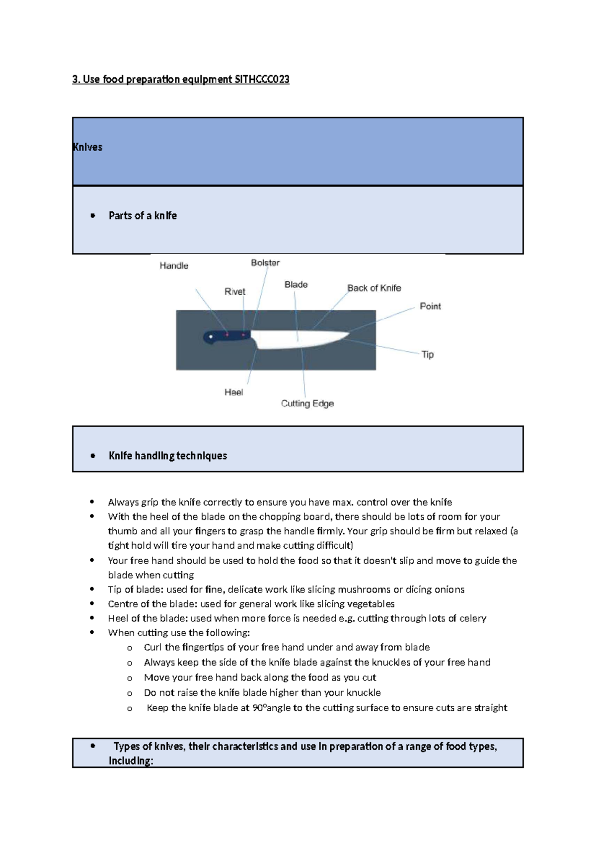 Yearly Exam Notes - Hospitality - Module 3: Food Prep & Safety - Studocu