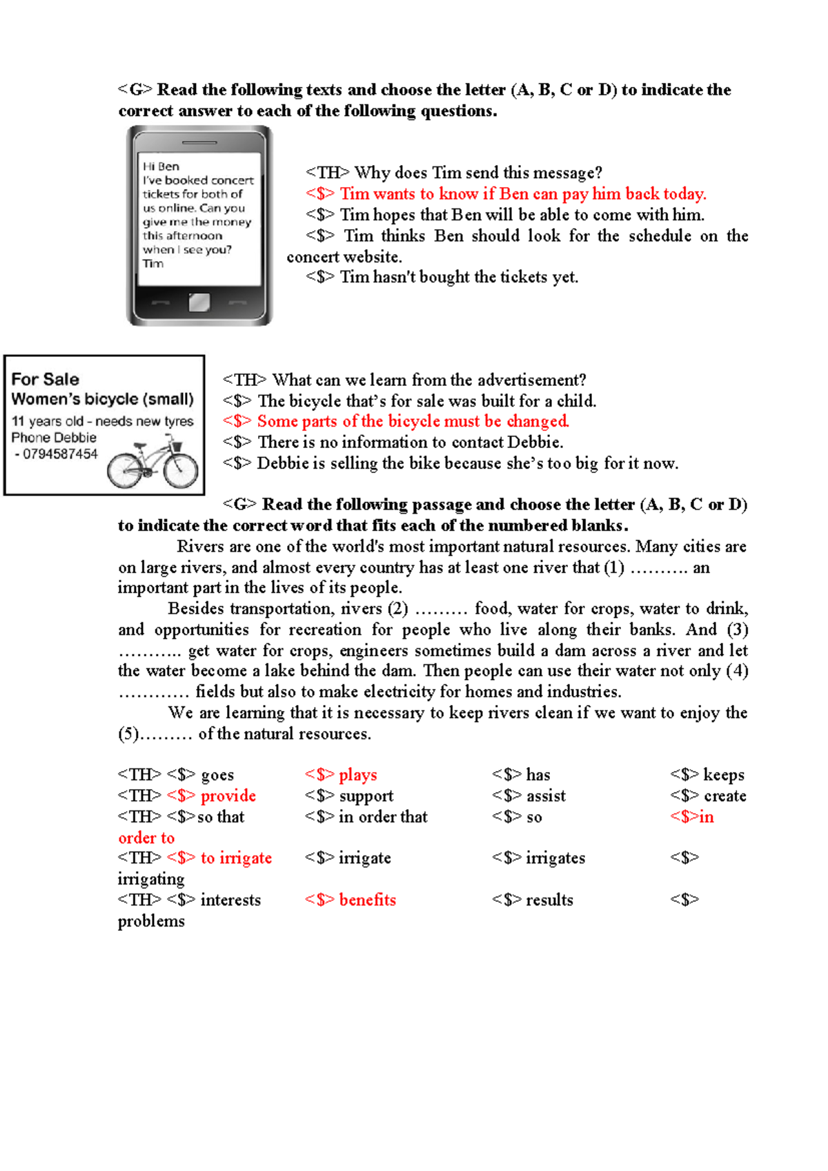 Reading Comprehension Practice - anh 6 - Studocu