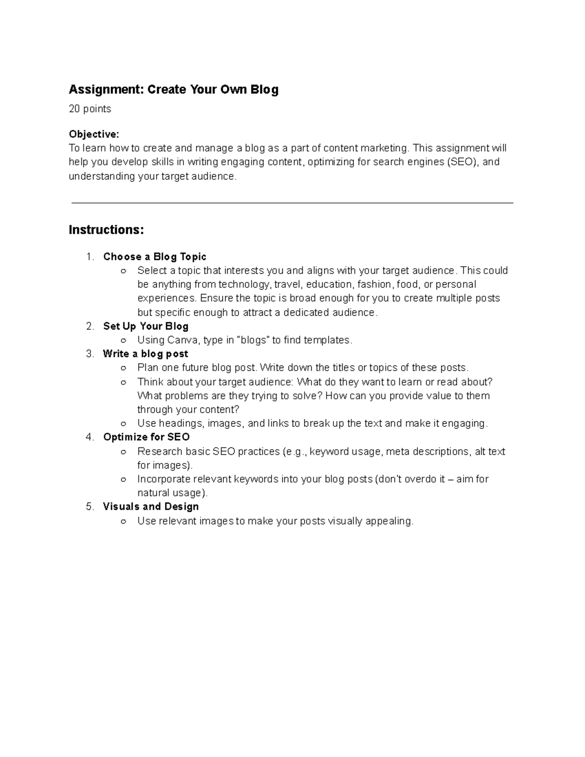 Assignment +Create+Your+Own+Blog - Assignment: Create Your Own Blog 20 ...