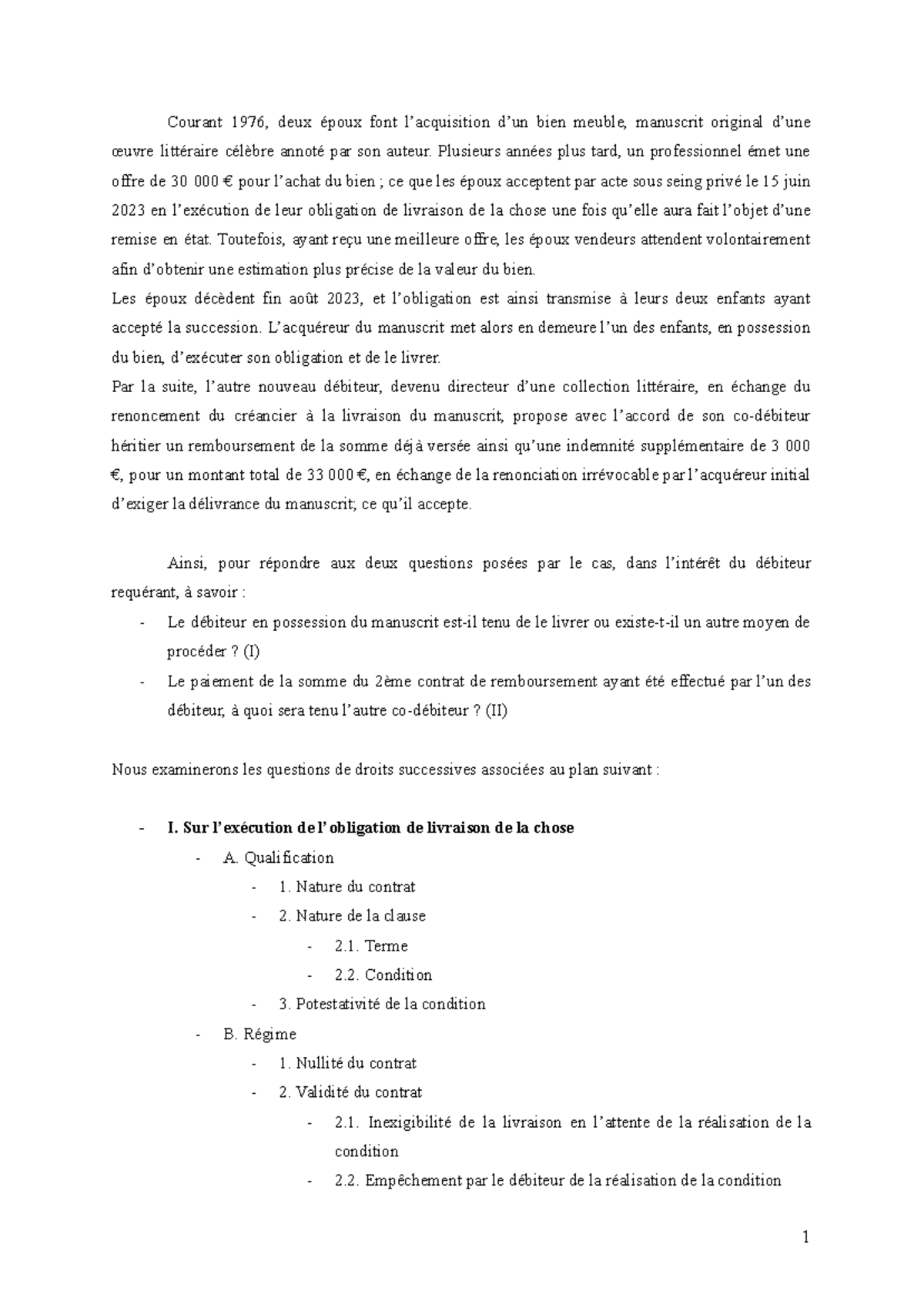 Séance 3 : Obligations Solidaires, Indivisibles et In Solidum - Droit ...
