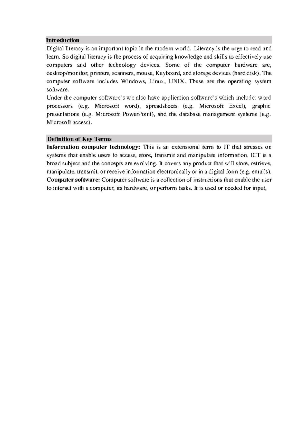 Digital Literacy Overview: Key Concepts and Functions - Studocu