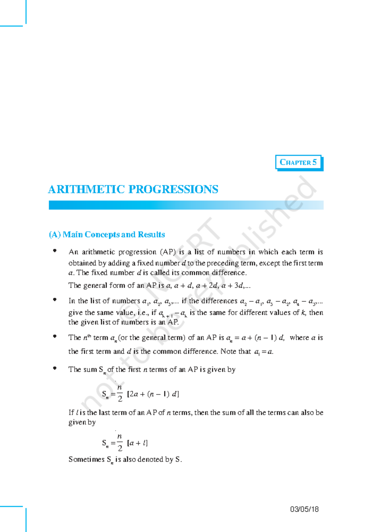 CHAPTER 5: ARITHMETIC PROGRESSIONS (JEEP205) - Key Concepts & Exercises ...