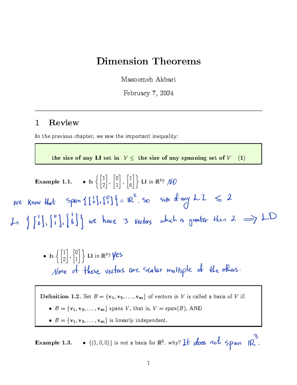 9 - Dimension Theorems Review for Linear Algebra Concepts - Studocu