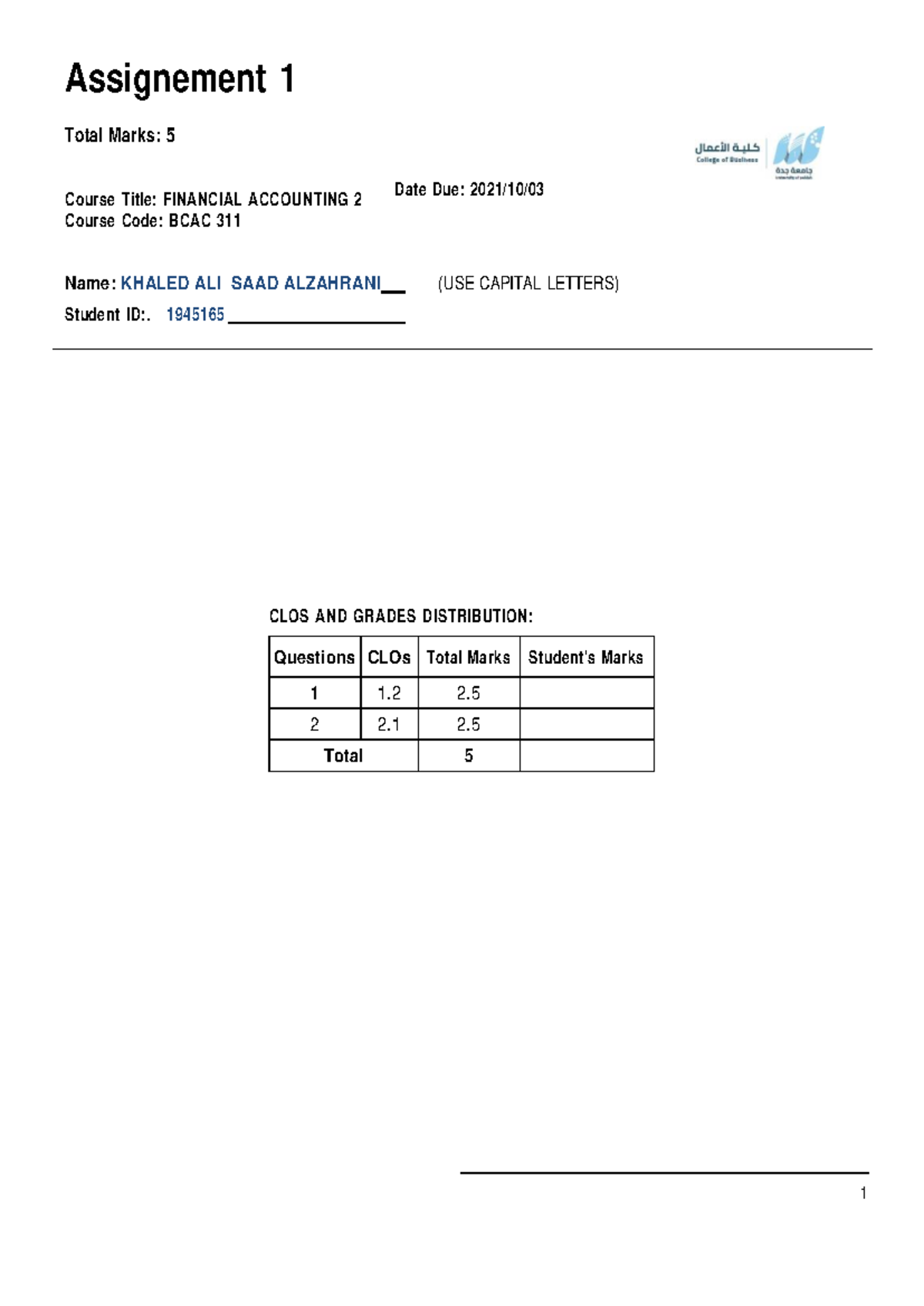 Assignment 1 ..1945165 pdf - Blockchain - Studocu