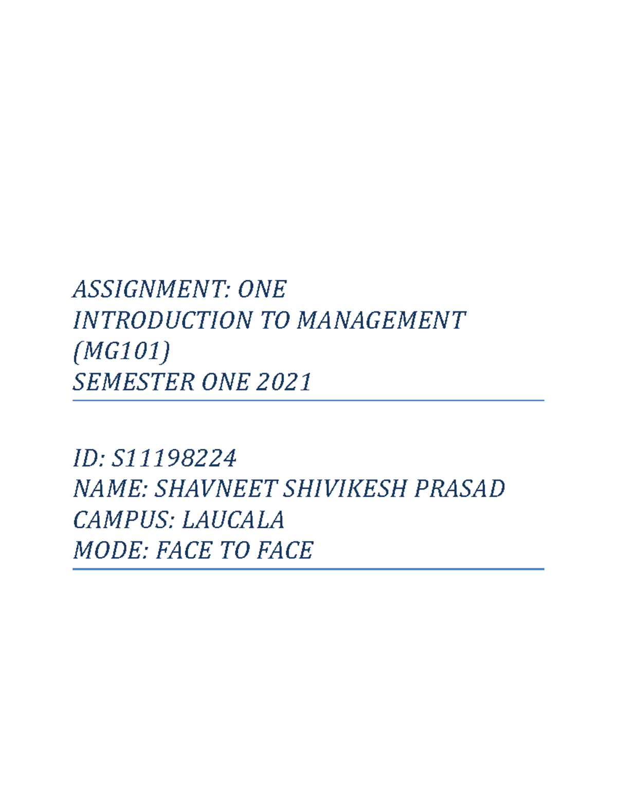 Assignment ONE MG101 - Open Systems in Contemporary Management - Studocu