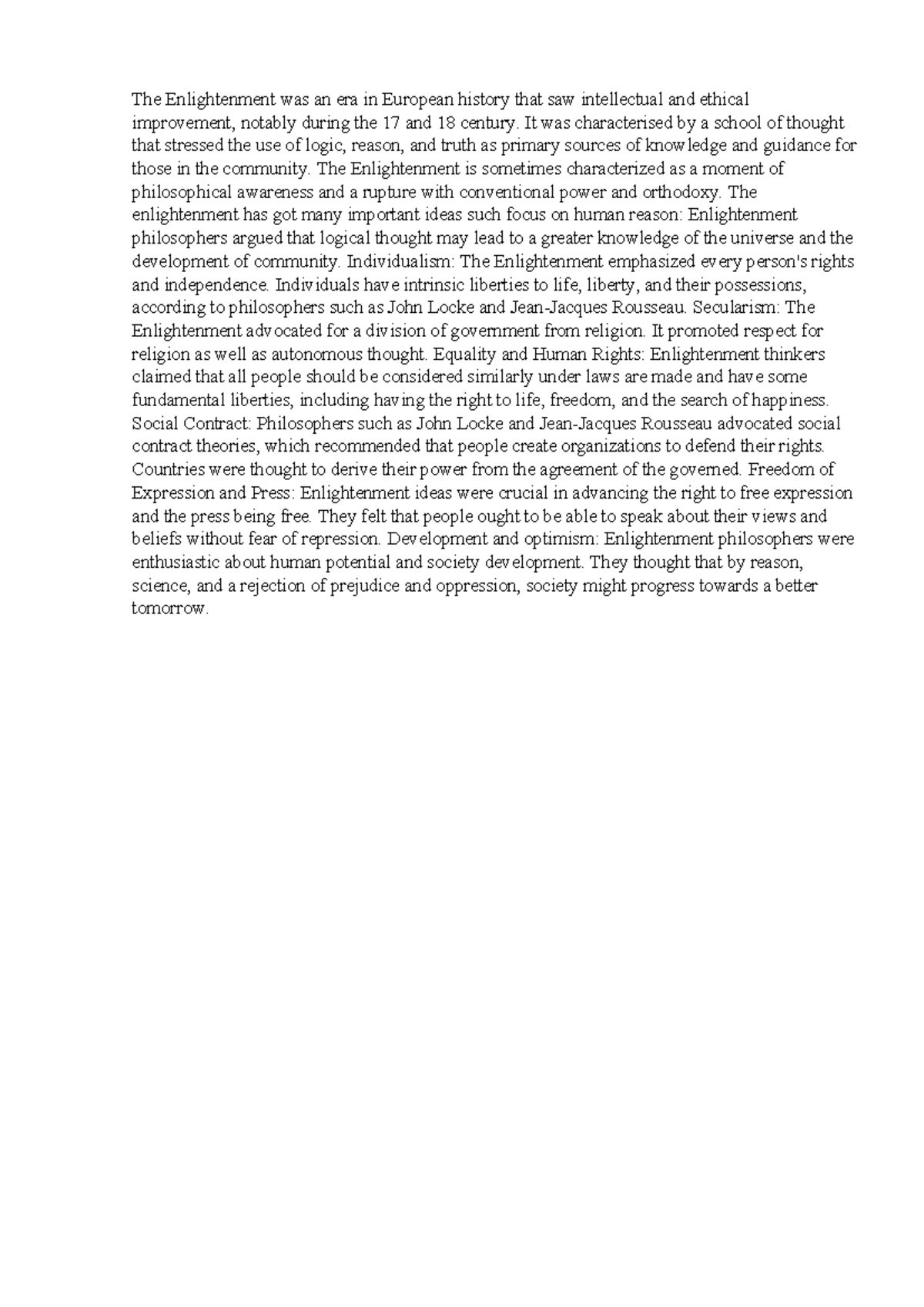 INTL 101: The Enlightenment Era - Key Ideas and Philosophies - Studocu