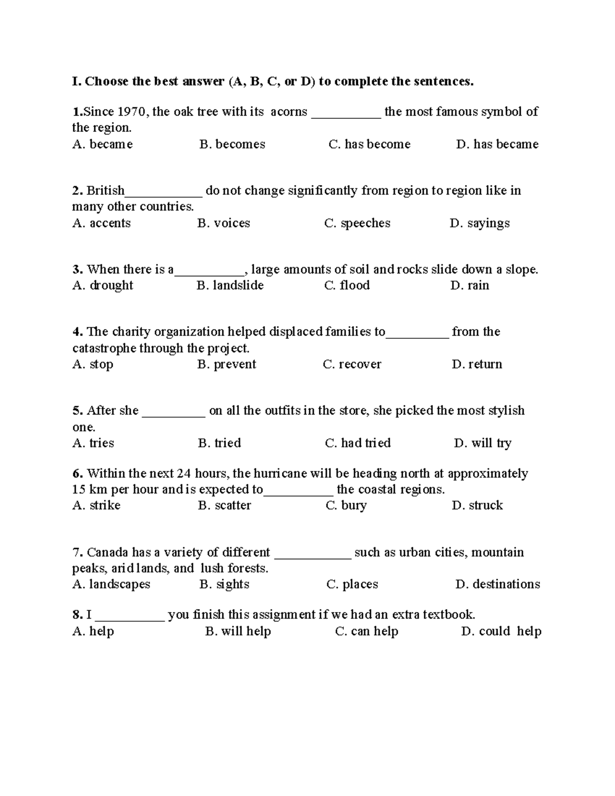 TIENG ANH 8 GHKII: English Language Completion Exercises and Sentences ...