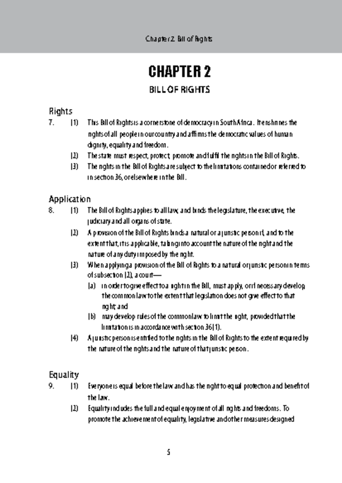 Bill of rights in the constitution of south africa - CHAPTER 2 BILL OF ...
