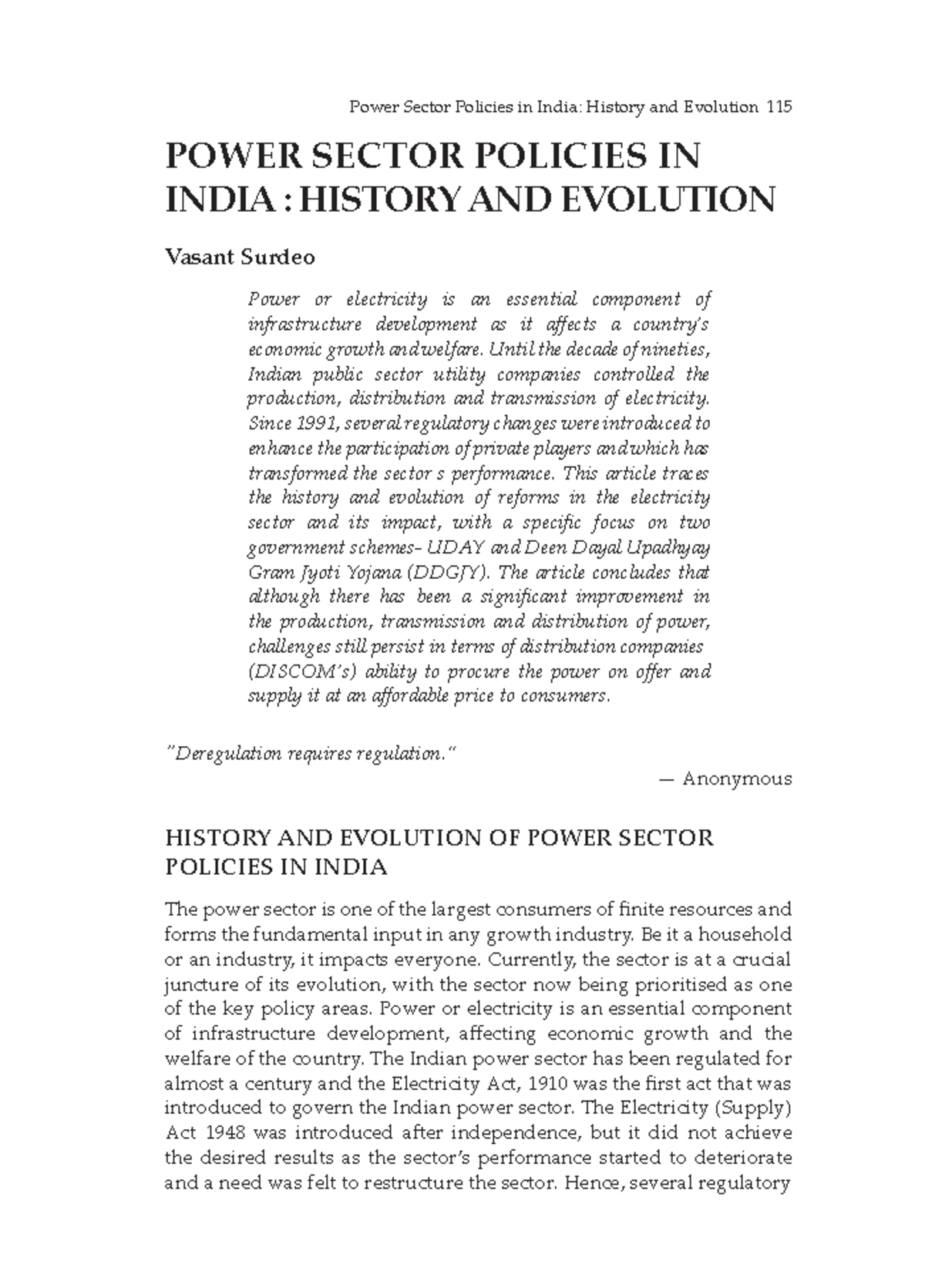 Power sector policies in india history and evolution - Power Sector ...