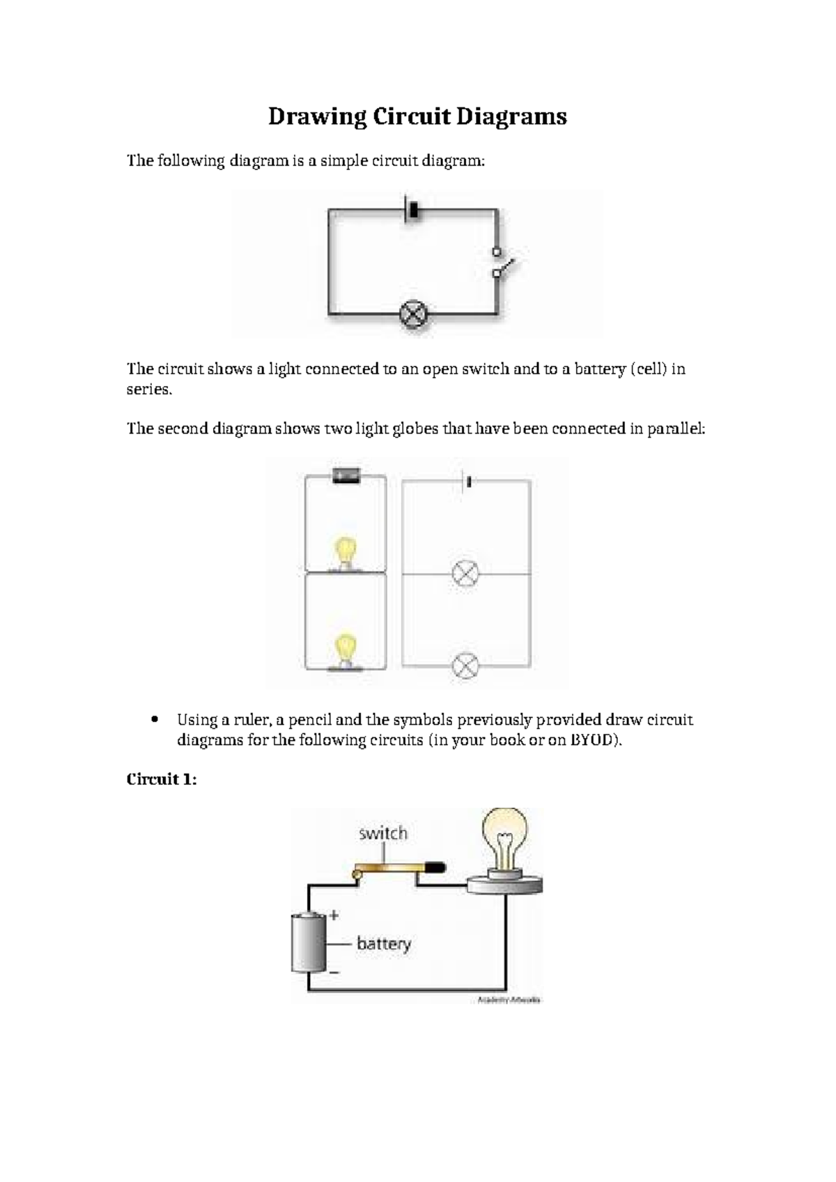 (02a) Drawing circuit diagrams for series and parallel circuits - Studocu