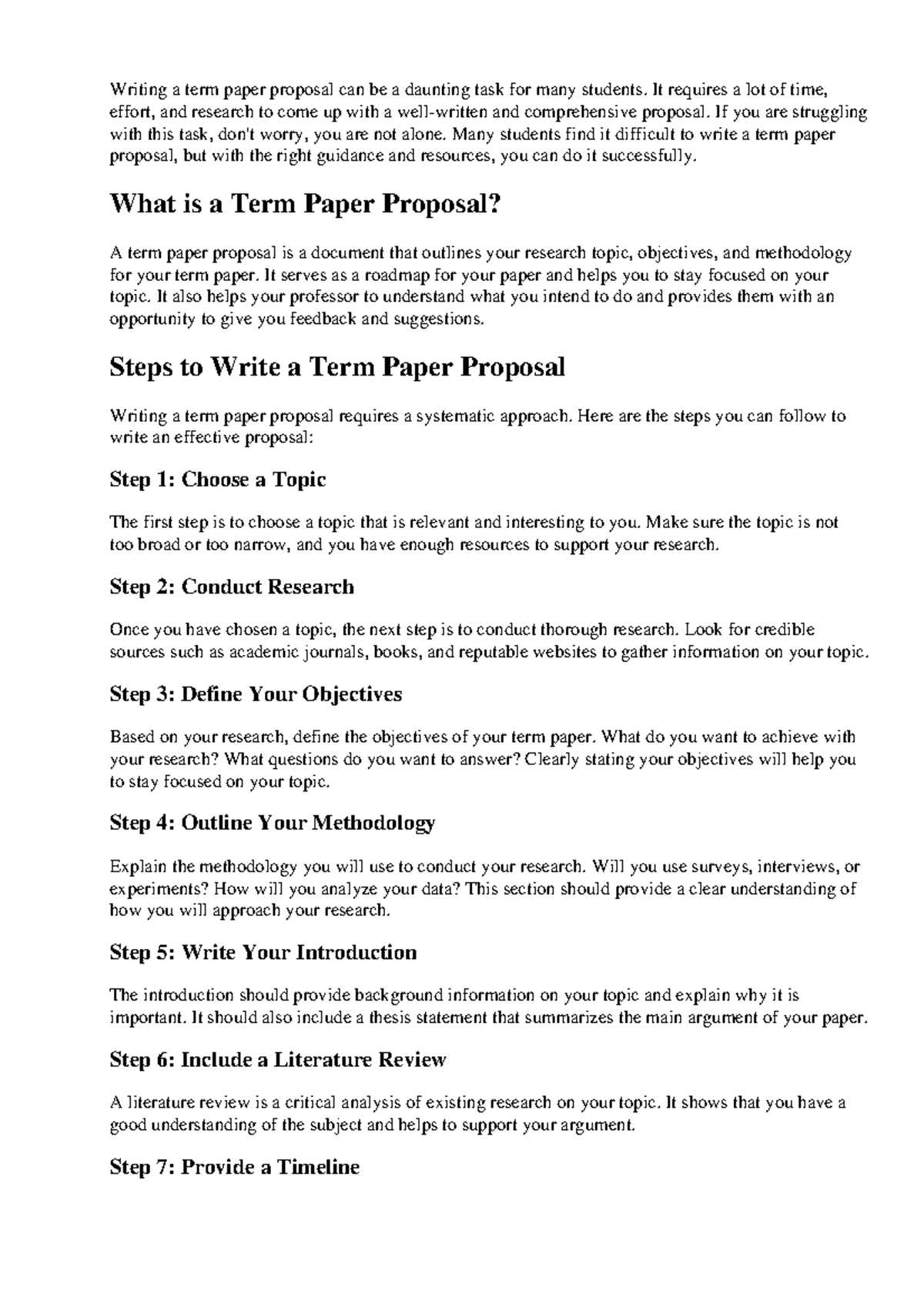 How to do a term paper proposal - Writing a term paper proposal can be ...