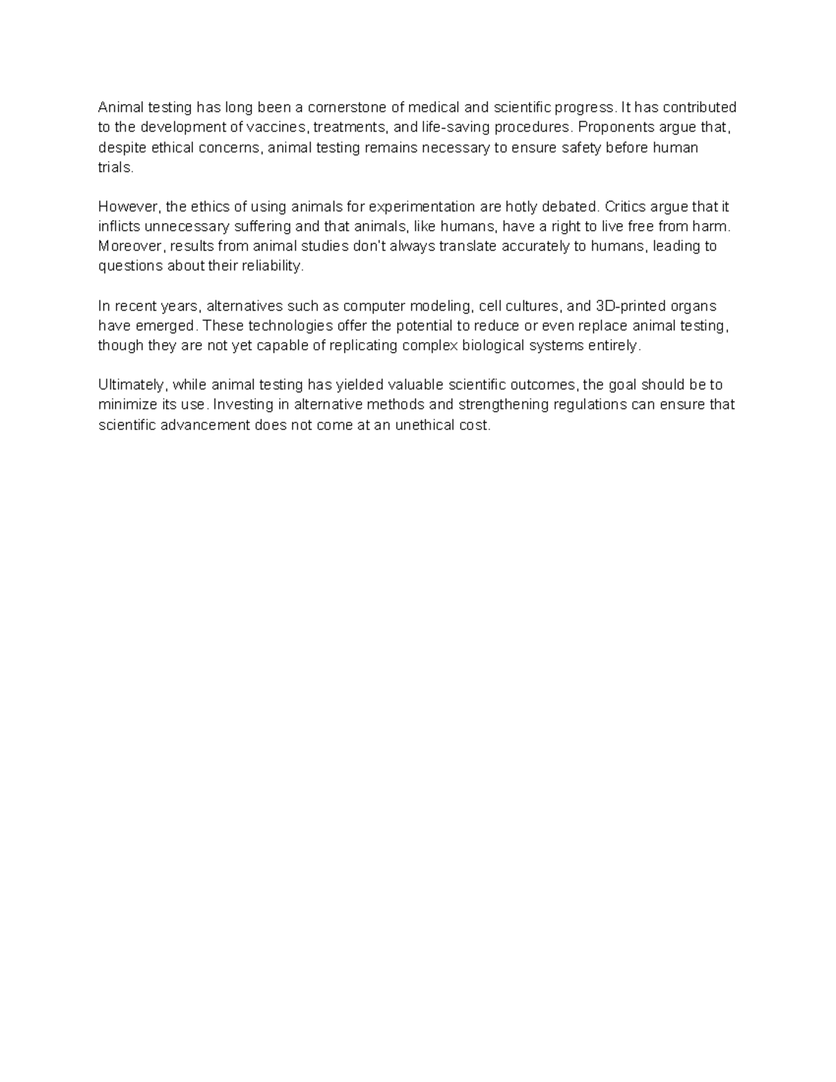 4. The Ethics of Animal Testing in Scientific Research: A Critical ...