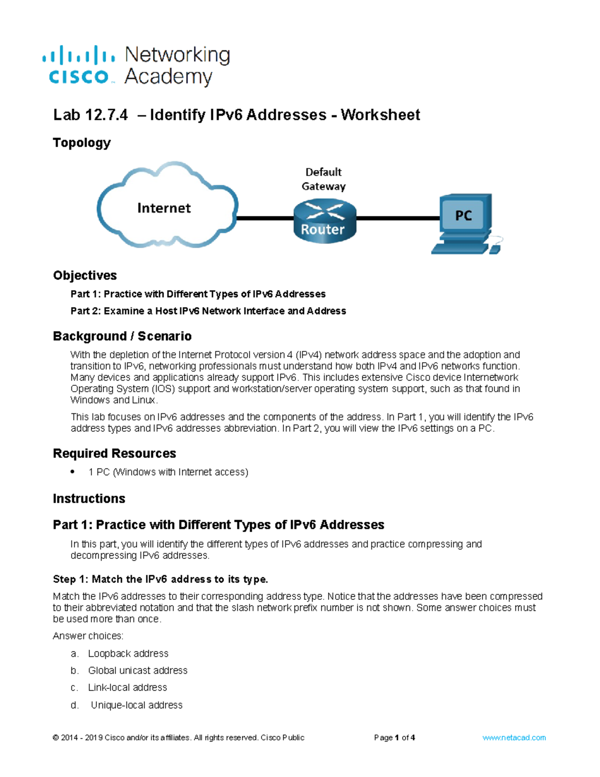 12.7.4 Lab: Exploring and Identifying IPv6 Address Types - Studocu