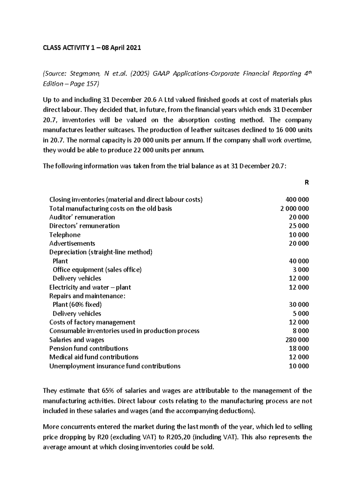 Class Activity 1: Inventory Valuation and Costing Methods Analysis ...
