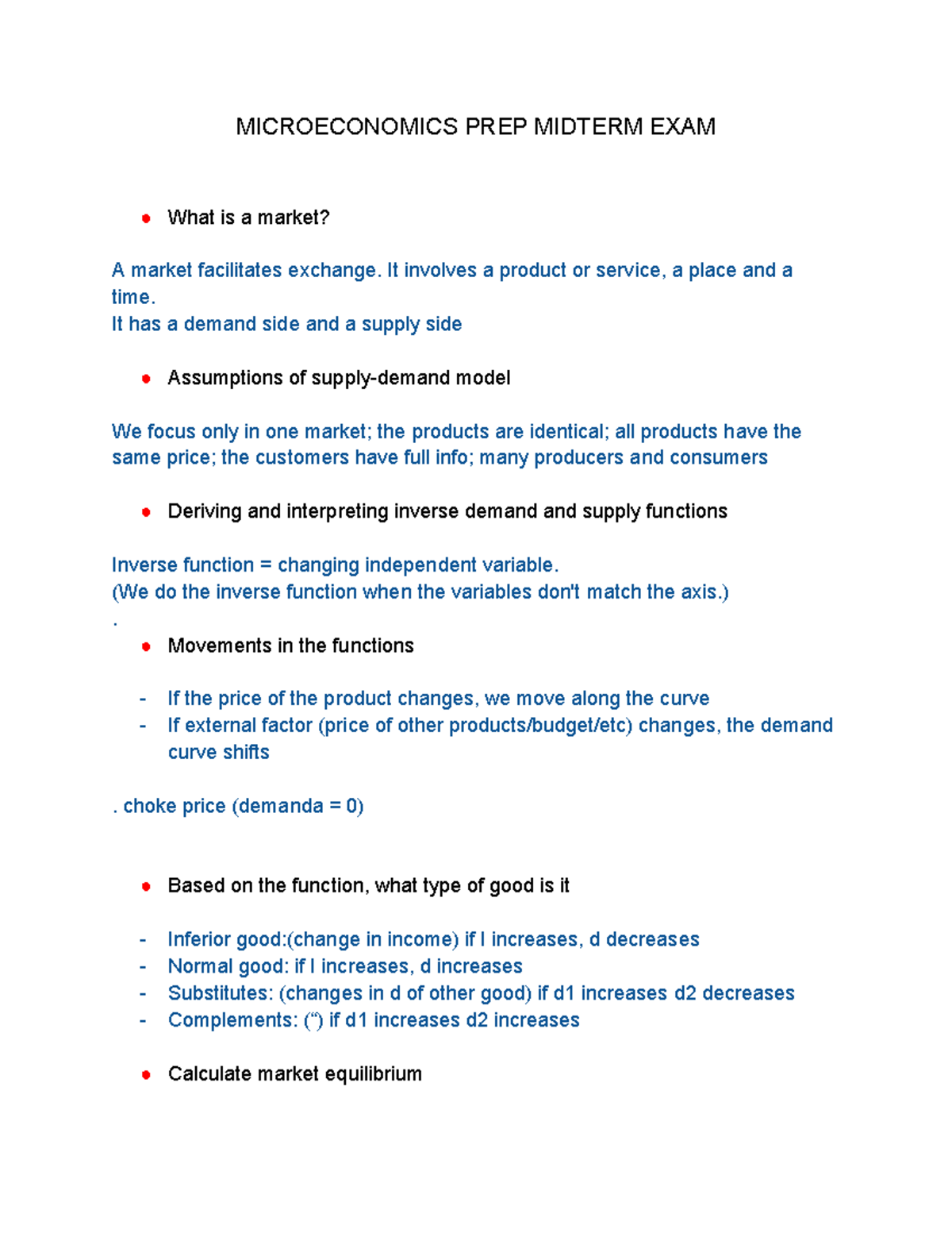 Microeconomics PREP Midterm & Final Exam Study Guide (Course Code ...