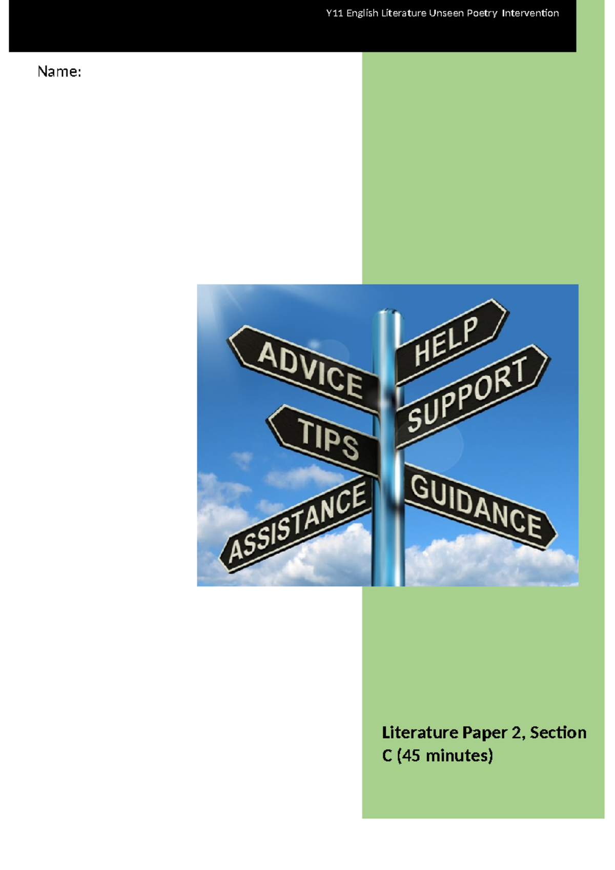 Grade 9 Unseen Poetry Analysis Guide - English Literature Y11 - Studocu