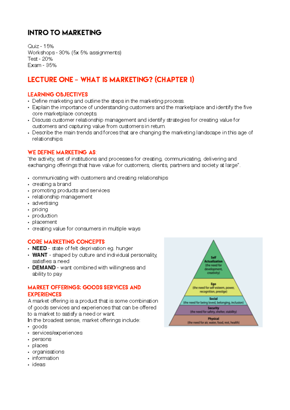 MKT 101 Intro to Marketing Final Exam Lecture Notes PDF - Studocu