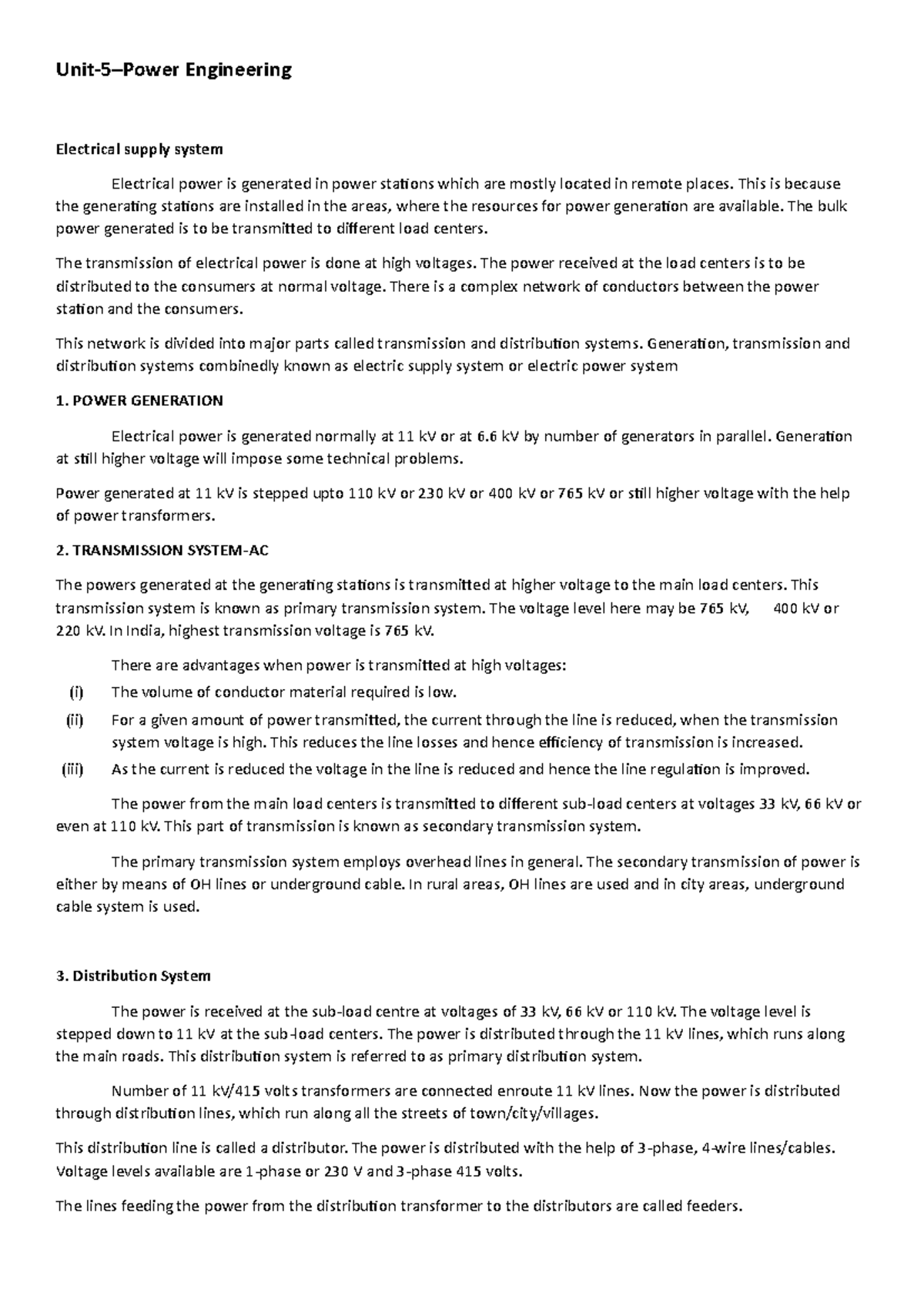 Unit 5 Electronics - Power Engineering Notes and Smart Grid Overview ...