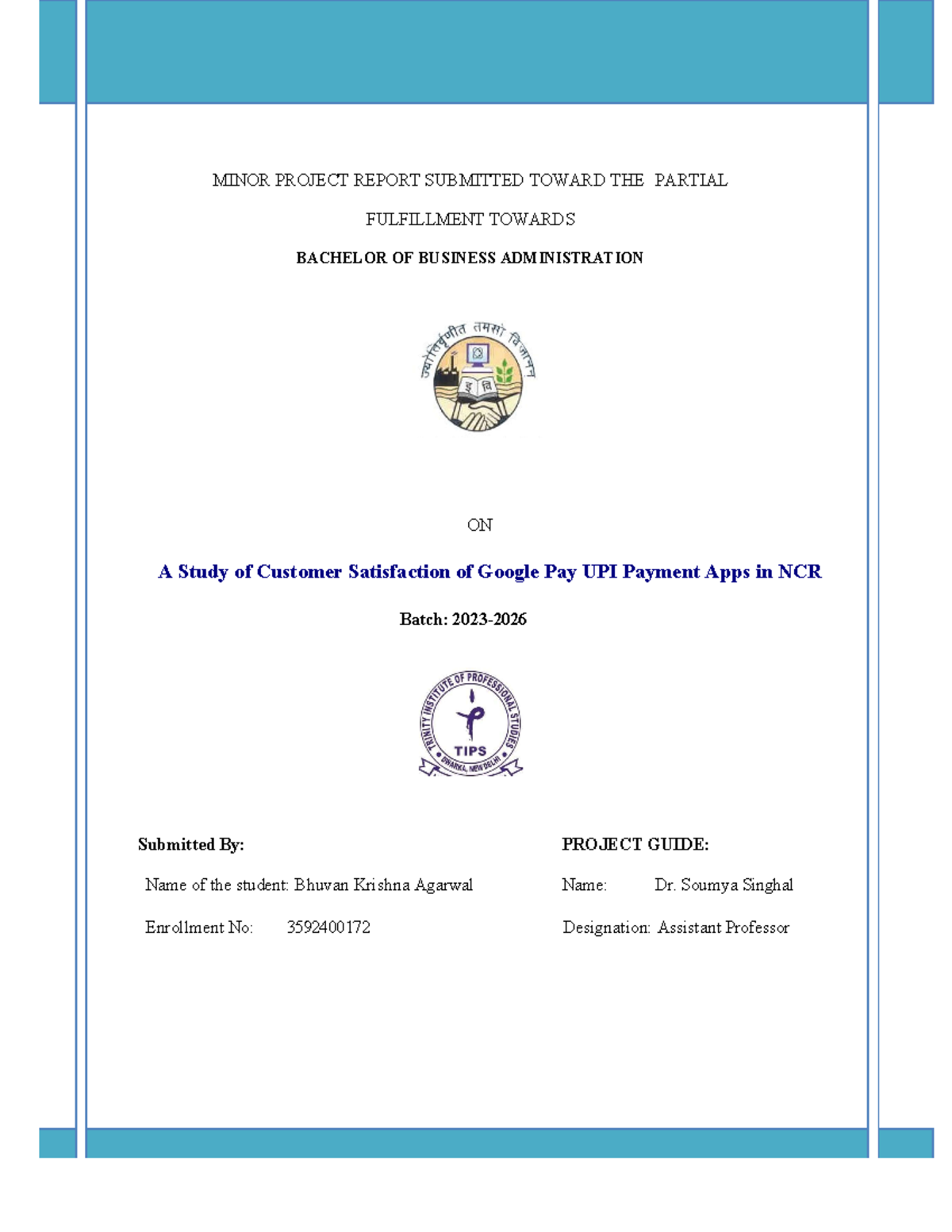 Minor project - MINOR PROJECT REPORT SUBMITTED TOWARD THE PARTIAL ...