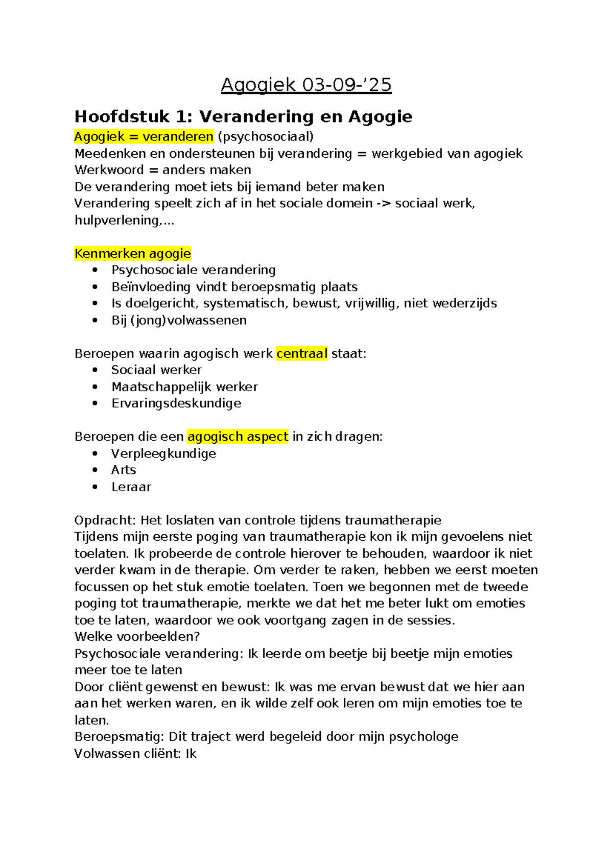 Agogiek AD EDZW Periode 1: Hoofdstuk 1 - Verandering en Agogie ...