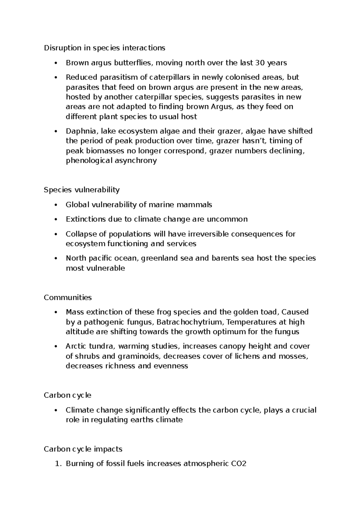 LEC Notes 2: Disruption in Species Interactions and Climate Change ...