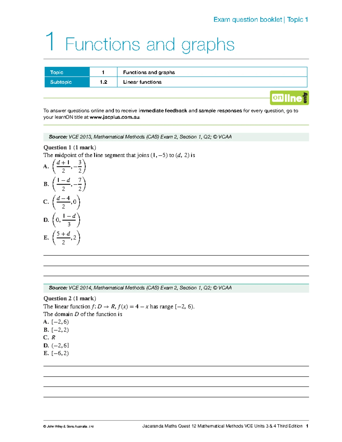 Mathematical Methods VCE Units 3 & 4: Ch9 Discrete Random Variables ...