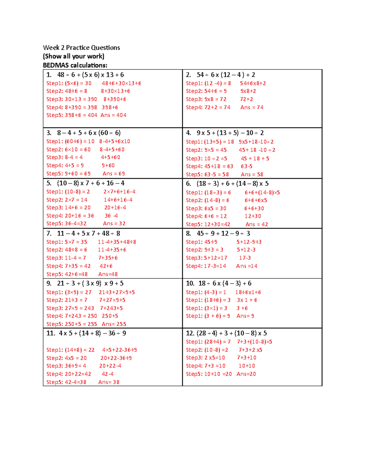 Week 2 Practice Questions: Solutions and Calculations Explained - Studocu