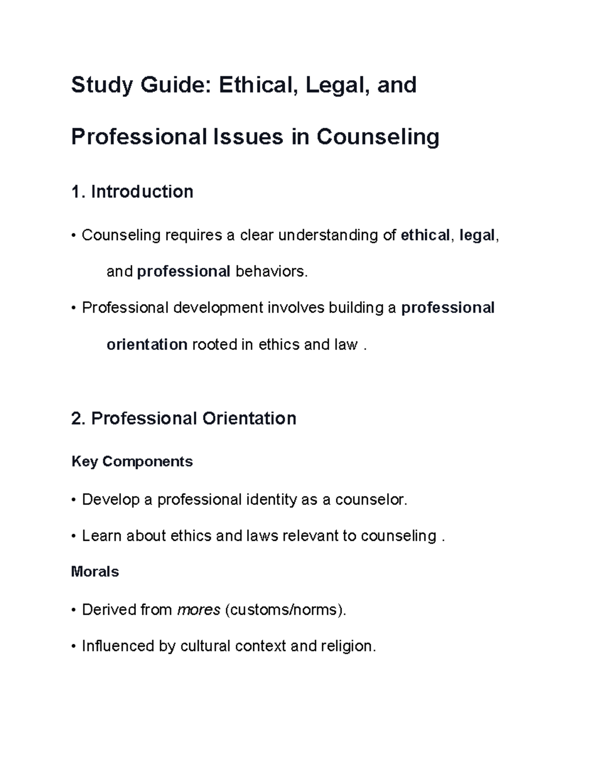 Study Guide: Ethical, Legal, and Professional Issues in Counseling ...