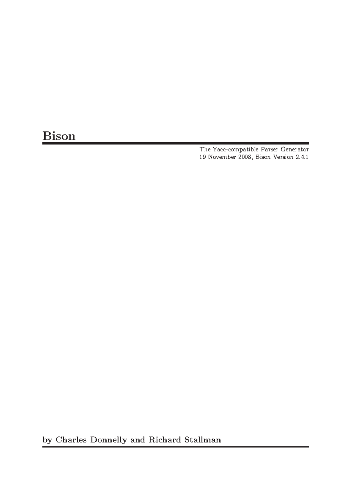 Bison Parser Generator Manual - Version 2.4 Documentation - Studocu