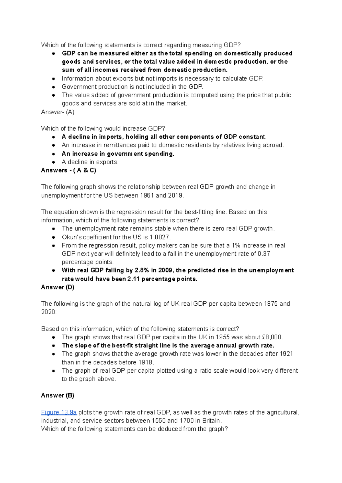Macroeconomics Quiz (ECON 101): GDP Measurement and Economic Indicators ...