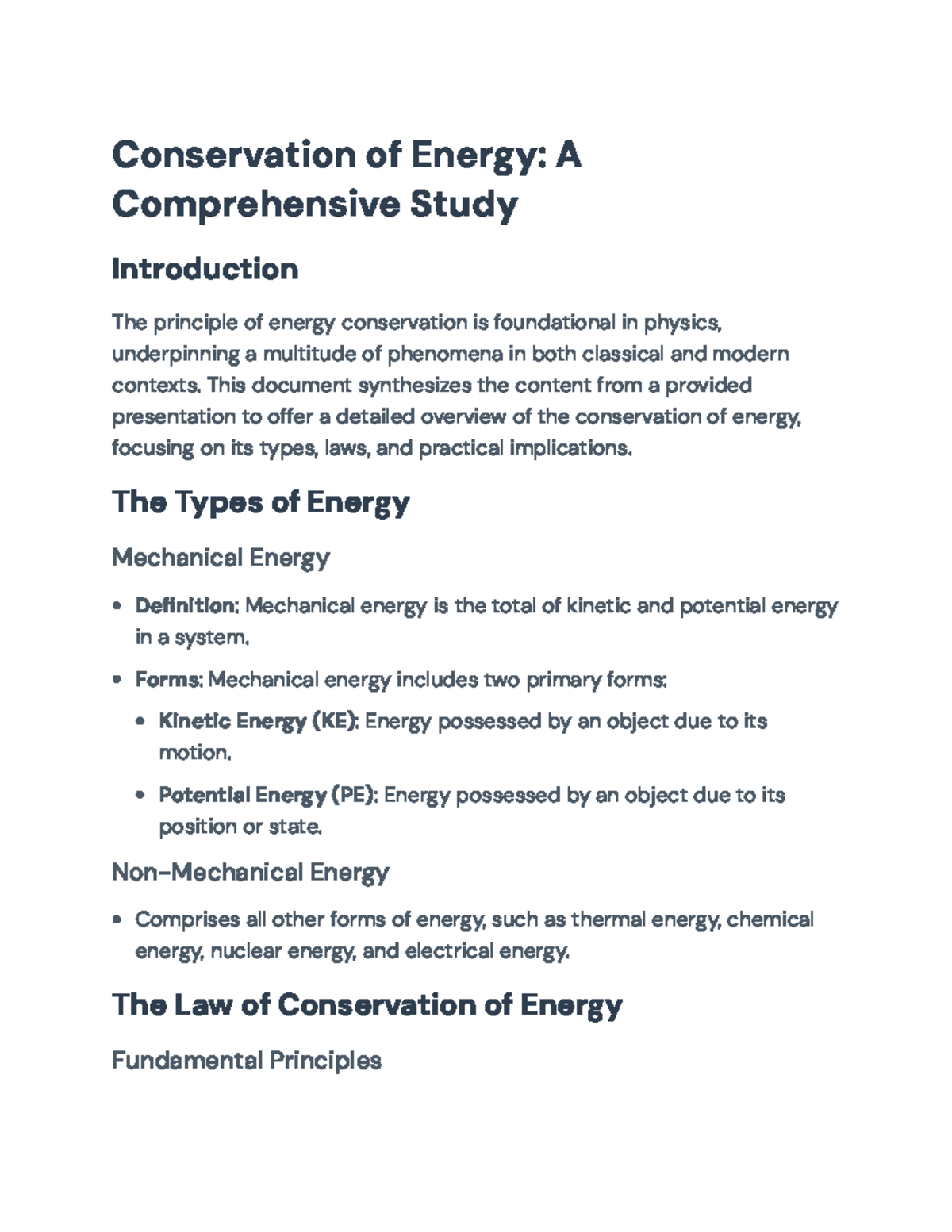 Conservation of Energy: A Comprehensive Study (PHYS 101) - Conservation ...