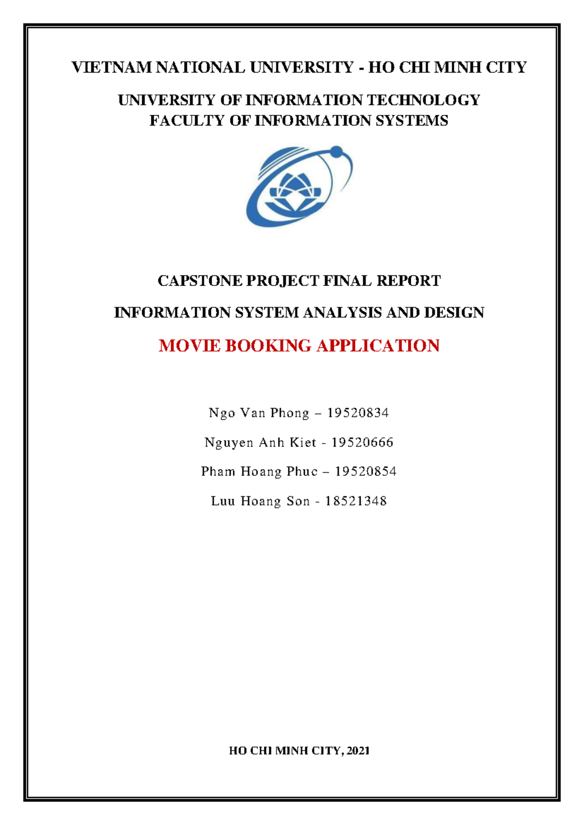 Capstone Project Final Report: Movie Booking Application (IT-2021 ...