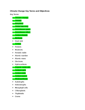Climate Change Module 2: The Role of Carbon and Photosynthesis ...