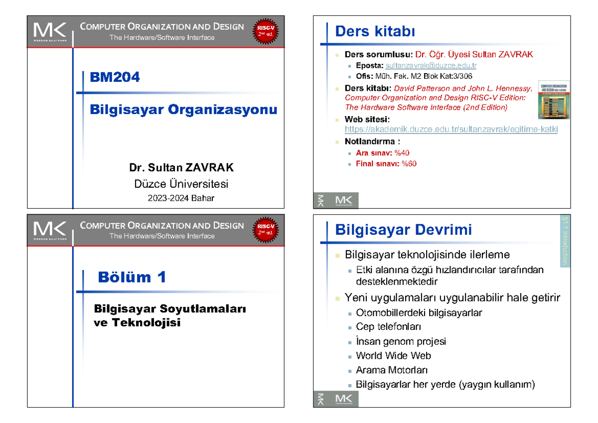 1. bölüm - C OMPUTER O RGANIZATION AND DESIGN The Hardware/Software ...