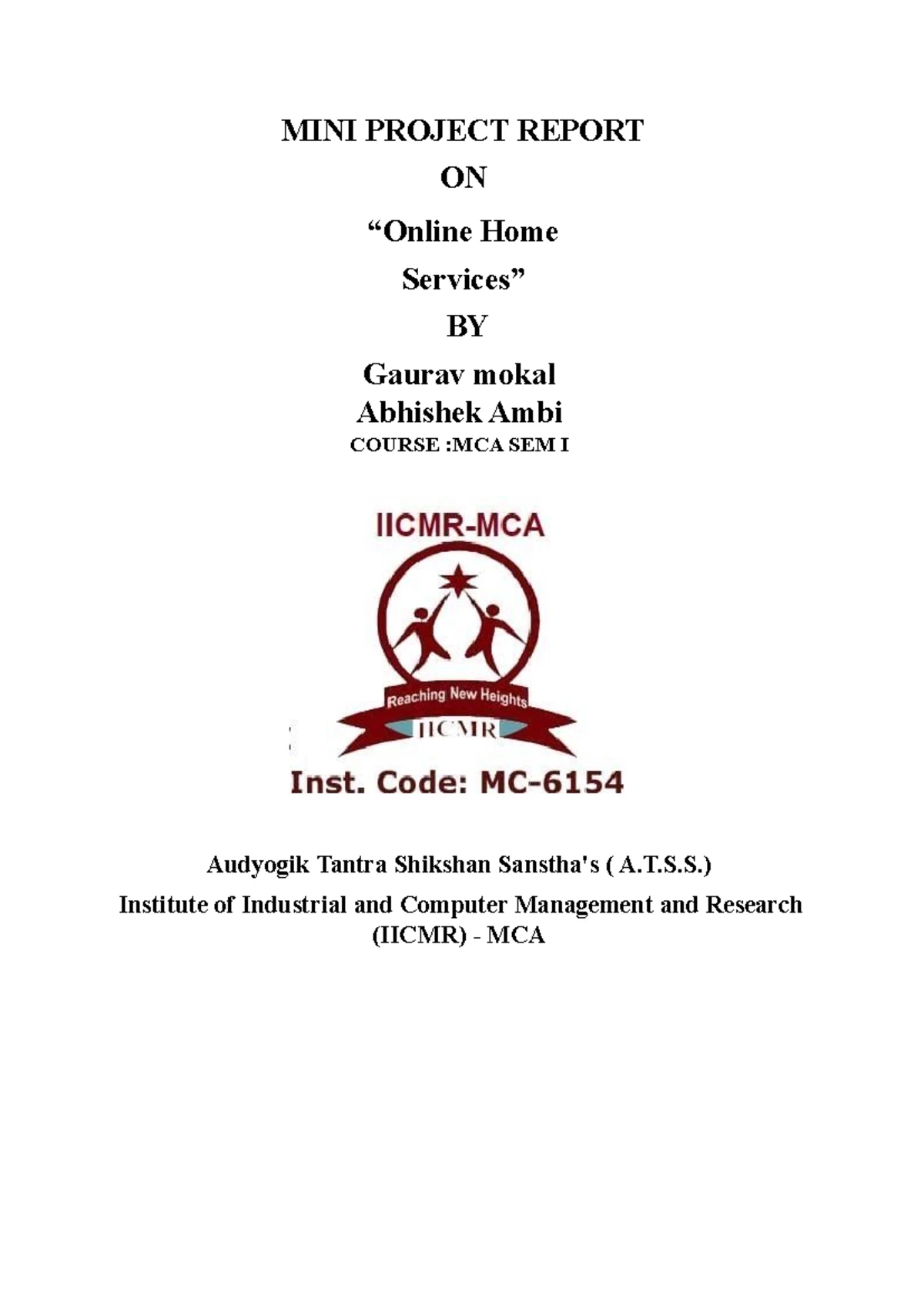 Smart Coaching Classes Project Report - MCA I Semester (2024-25) - Studocu