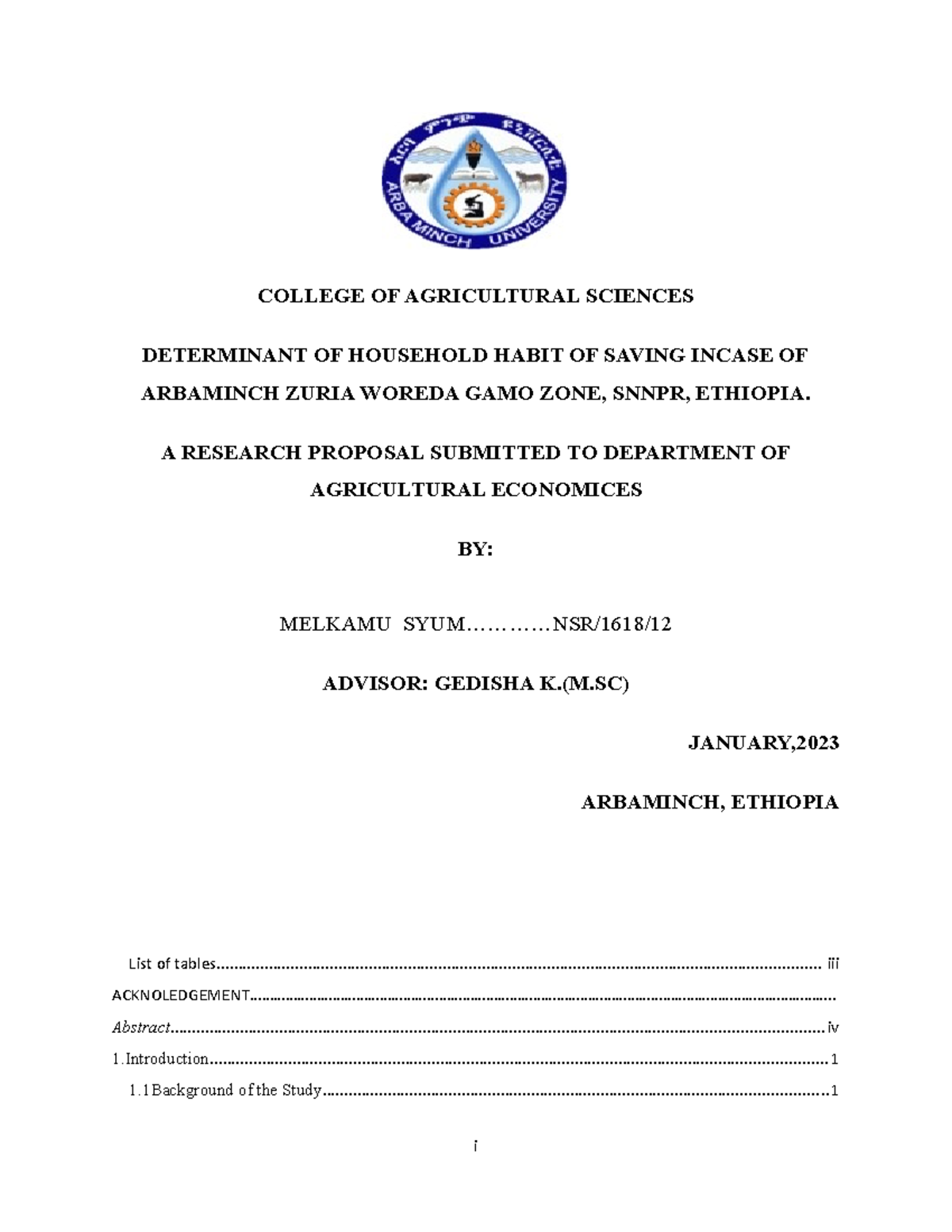 Determinants of Household Saving Habits: A Case Study in AGEC 101 - Document Preview