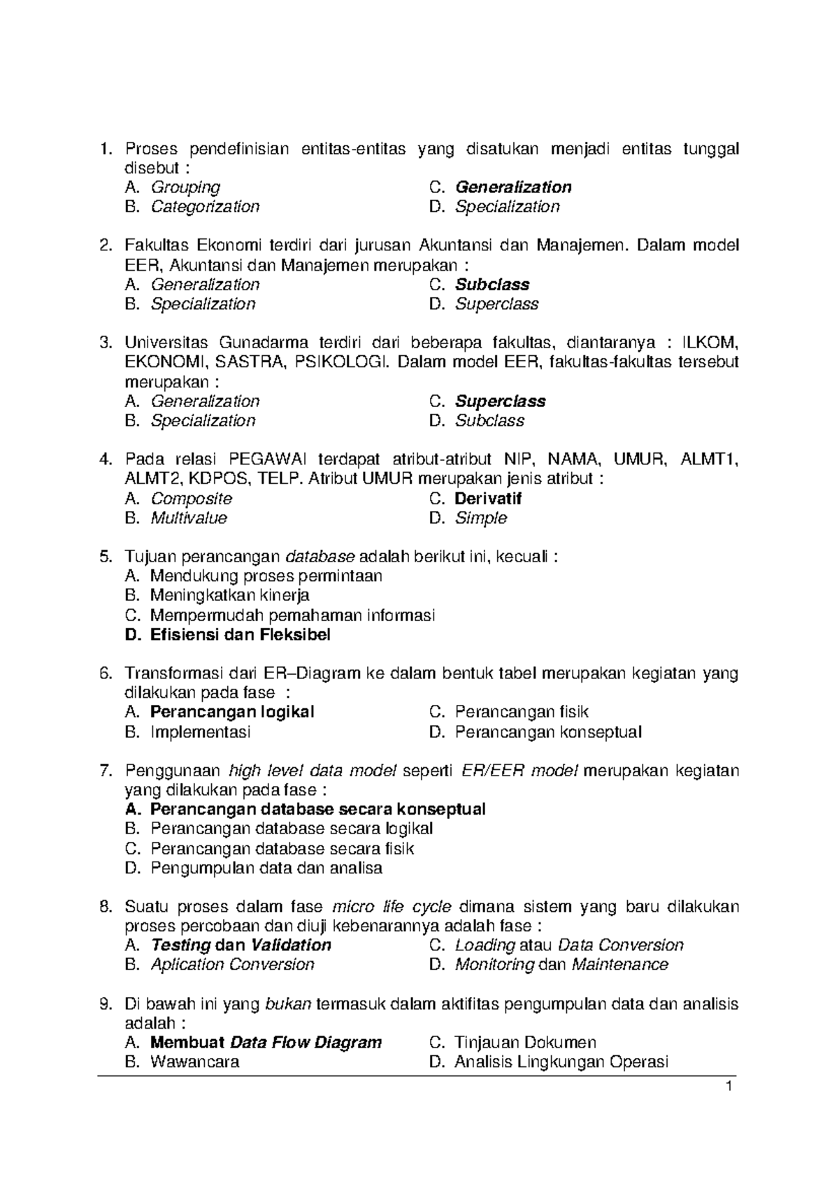 SBD2 Combine-1 - Materi Kuliah: Ujian Konsep Sistem Basis Data 2 - Studocu