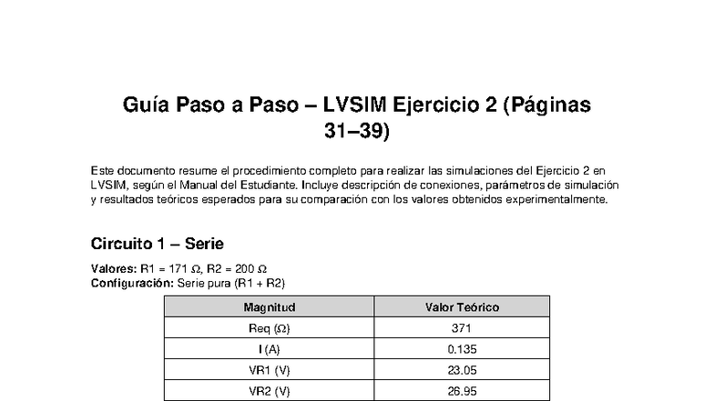 Guía Completa LVSIM Ejercicio 2: Procedimiento y Resultados - Studocu