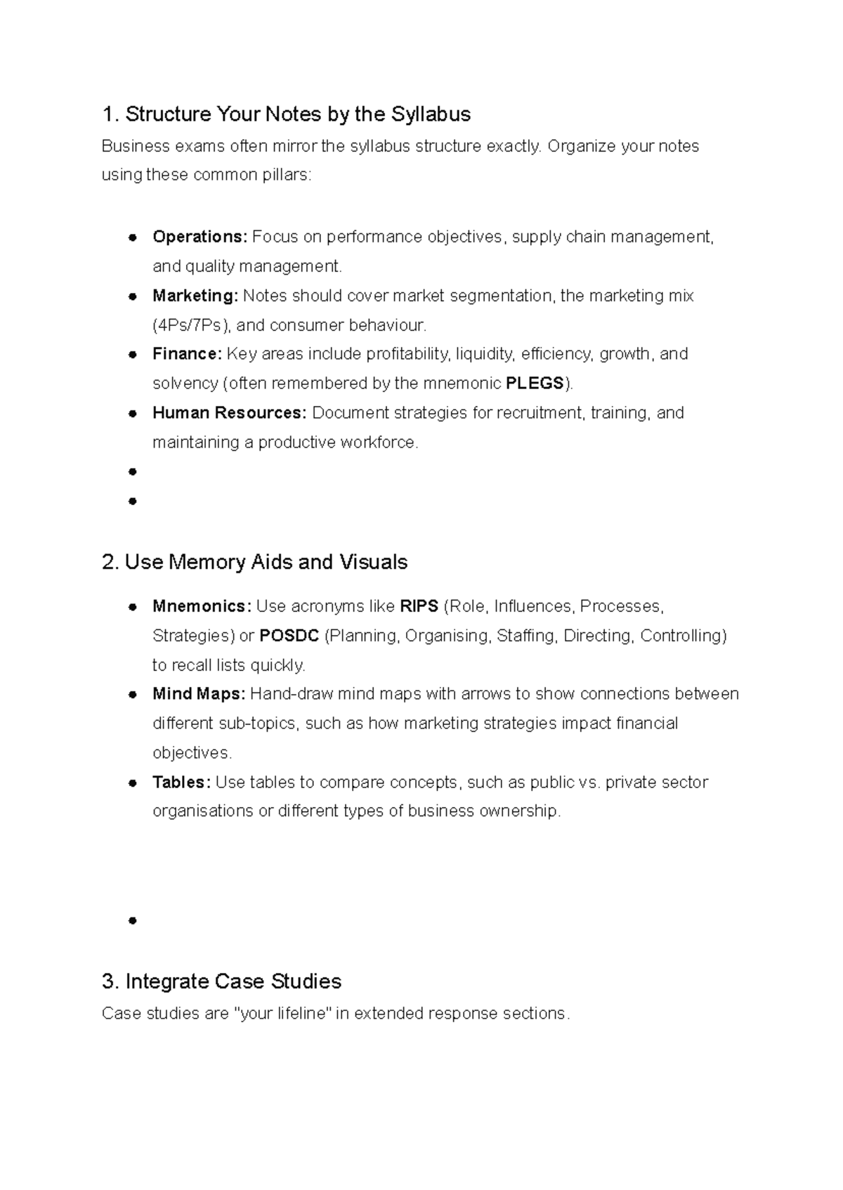 Business Studies Notes: Structuring for Success in Exams - Studocu