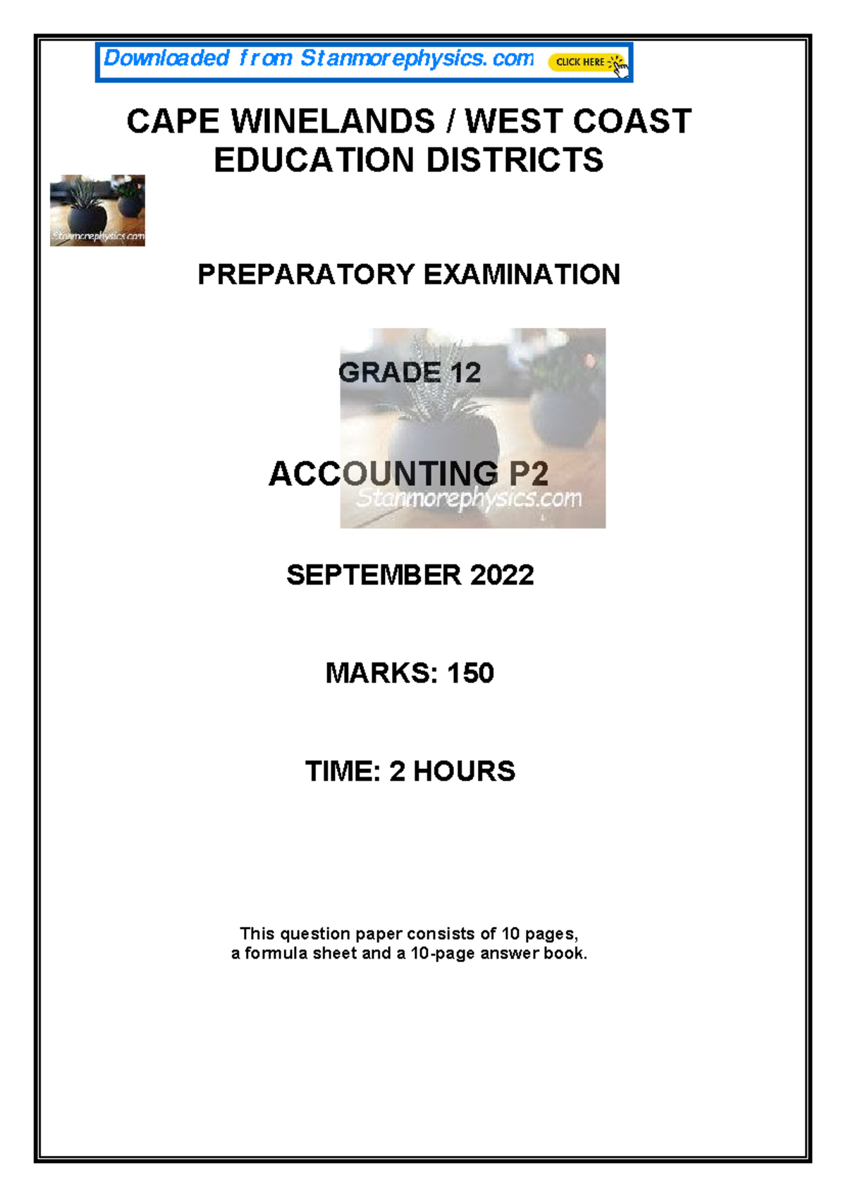 Grade 12 Accounting Prep Exam SEPT 2022 Paper 2 & Memo - Studocu