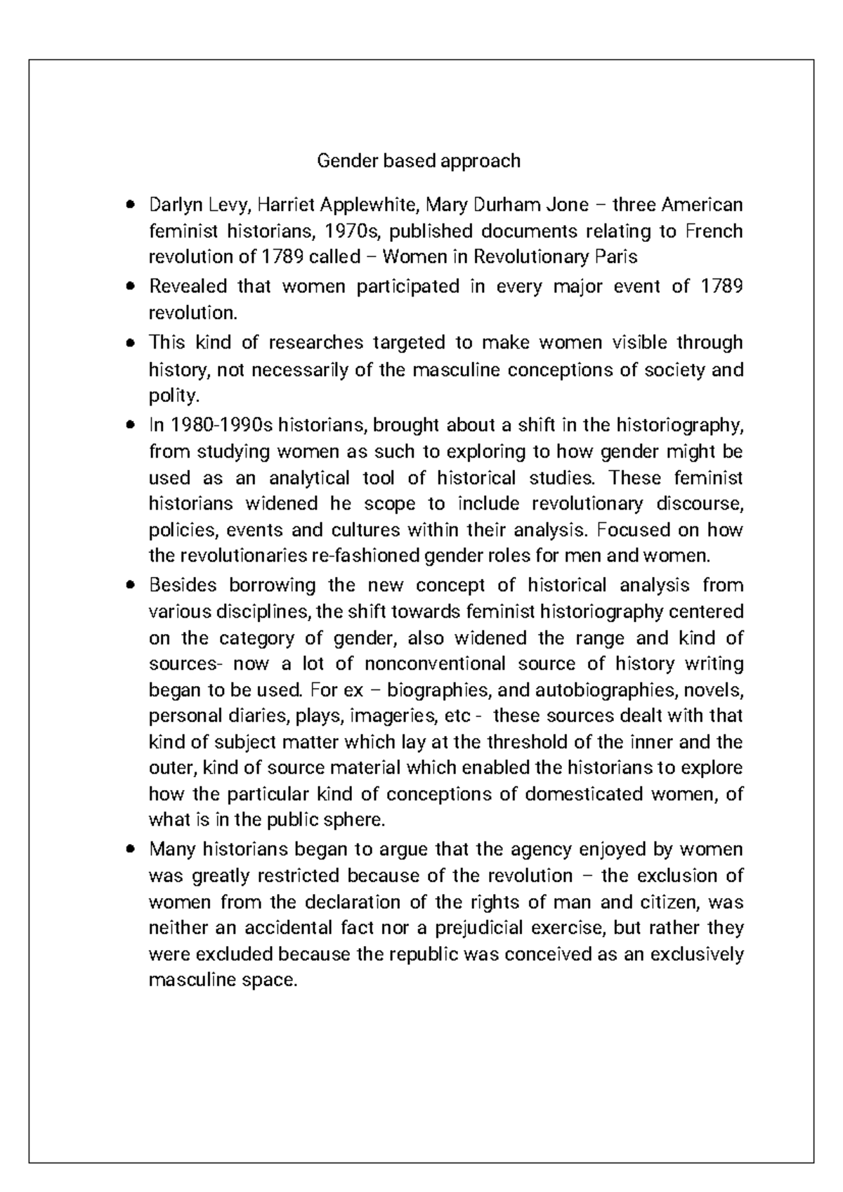 Feminist Historiography & Gender Roles in the French Revolution (HIST ...