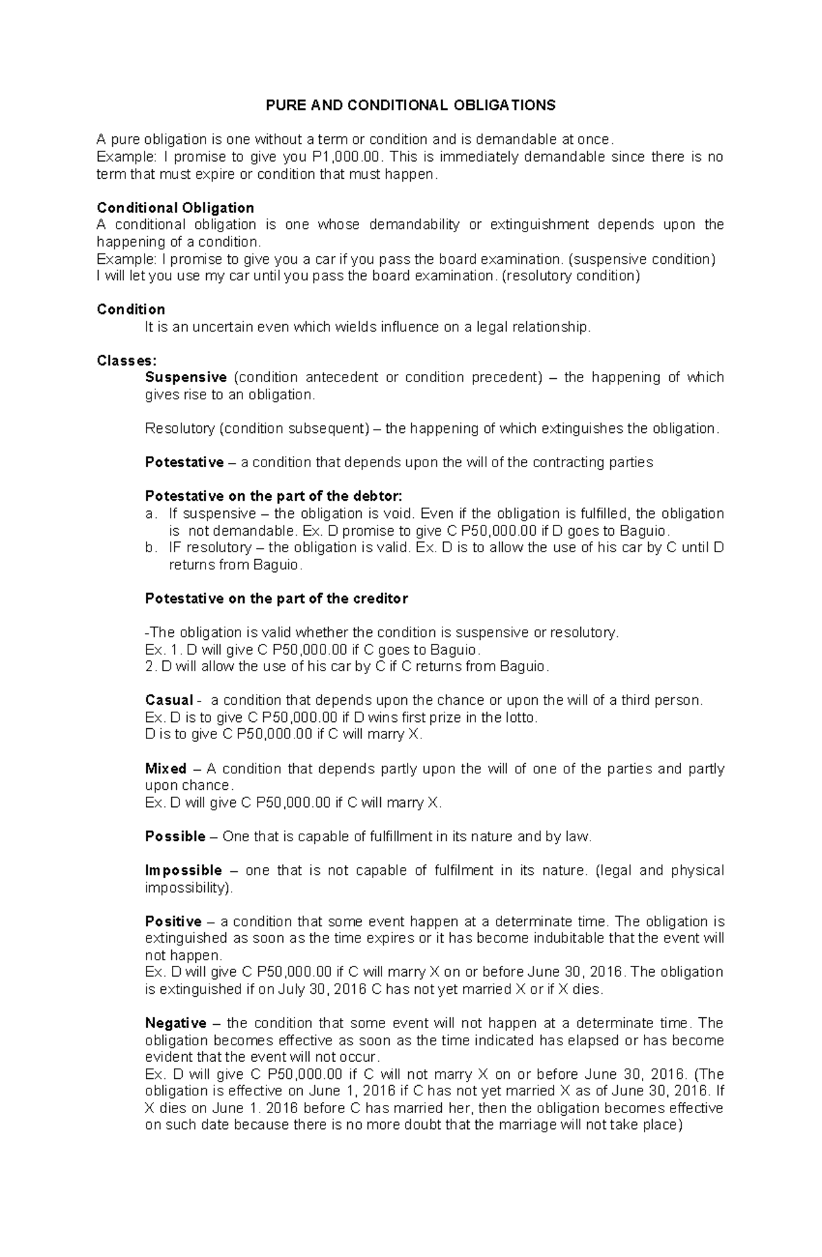 PURE AND Conditional Obligations - PURE AND CONDITIONAL OBLIGATIONS A ...