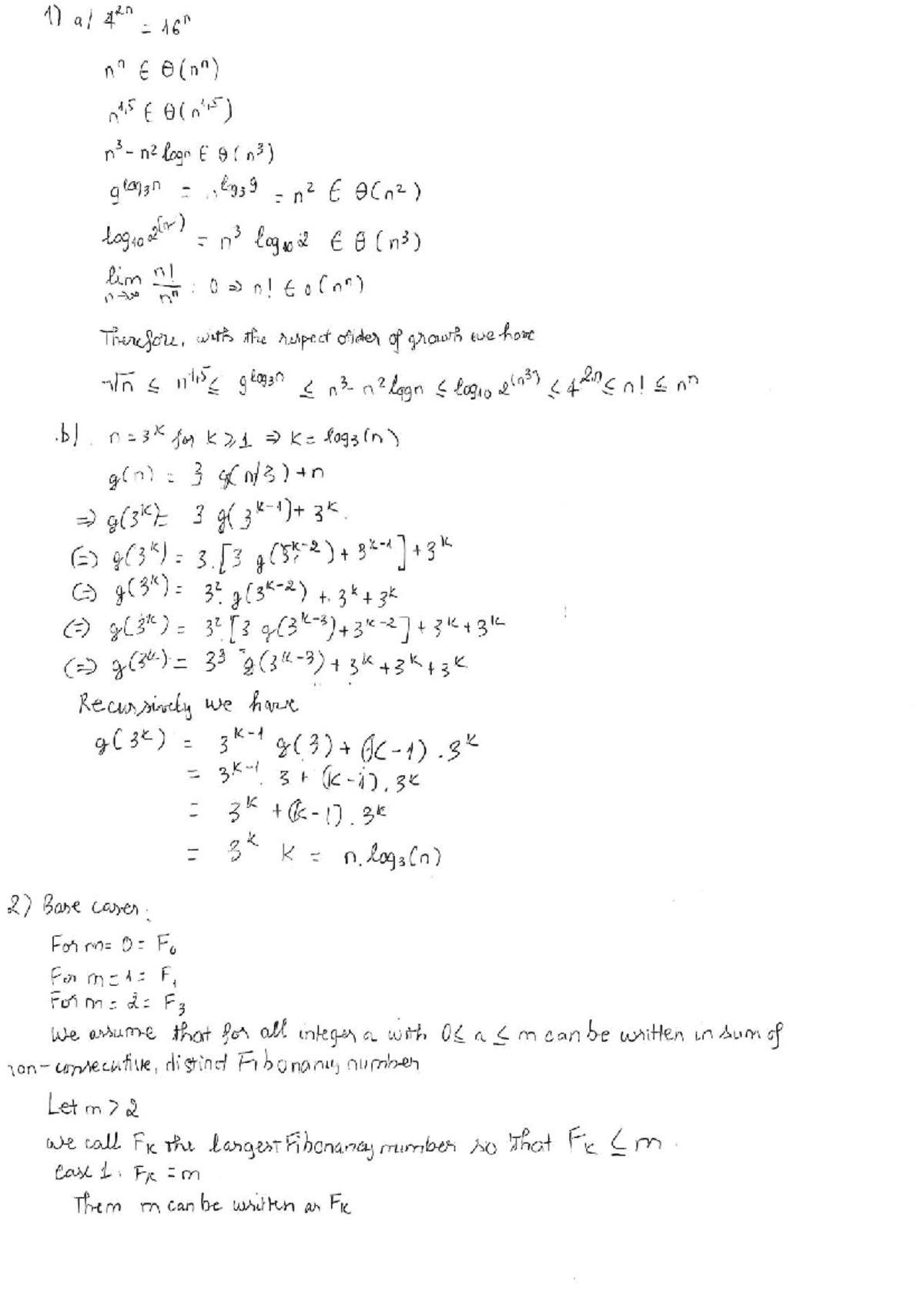 Assignment 1 - Analyzing Growth Orders and Fibonacci Representation ...