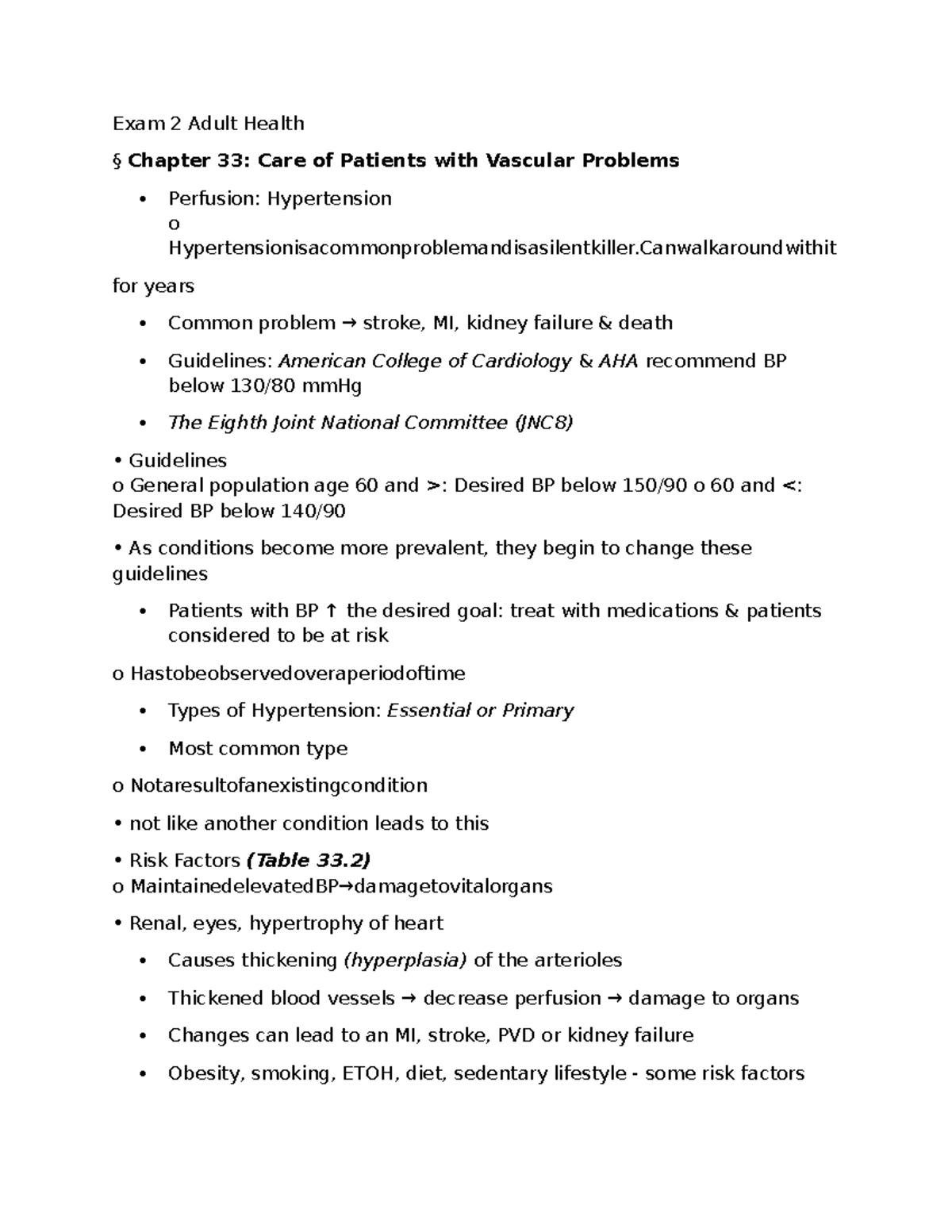 Exam 2 Adult Health 2 - Exam study guide - Exam 2 Adult Health ...