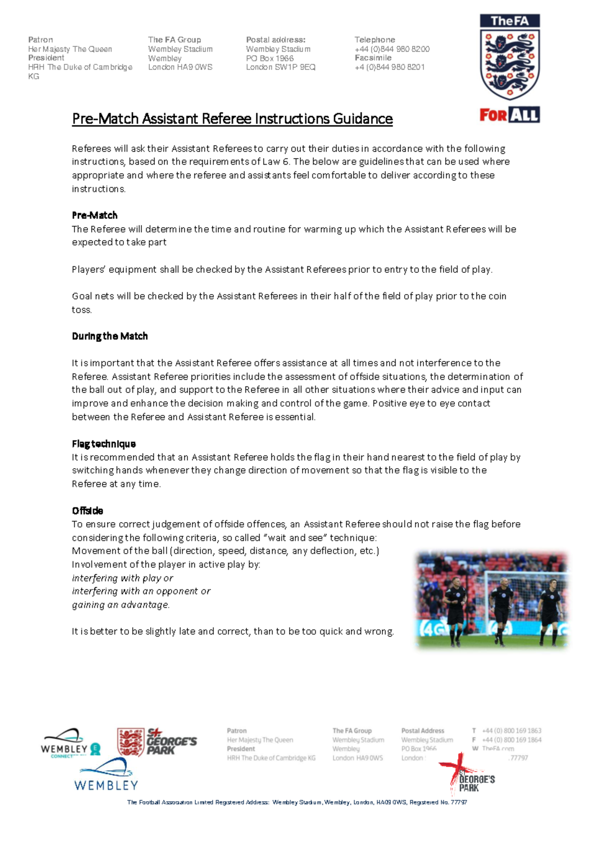 Assistant Referee Pre-Match Instruction Guidance - Studocu