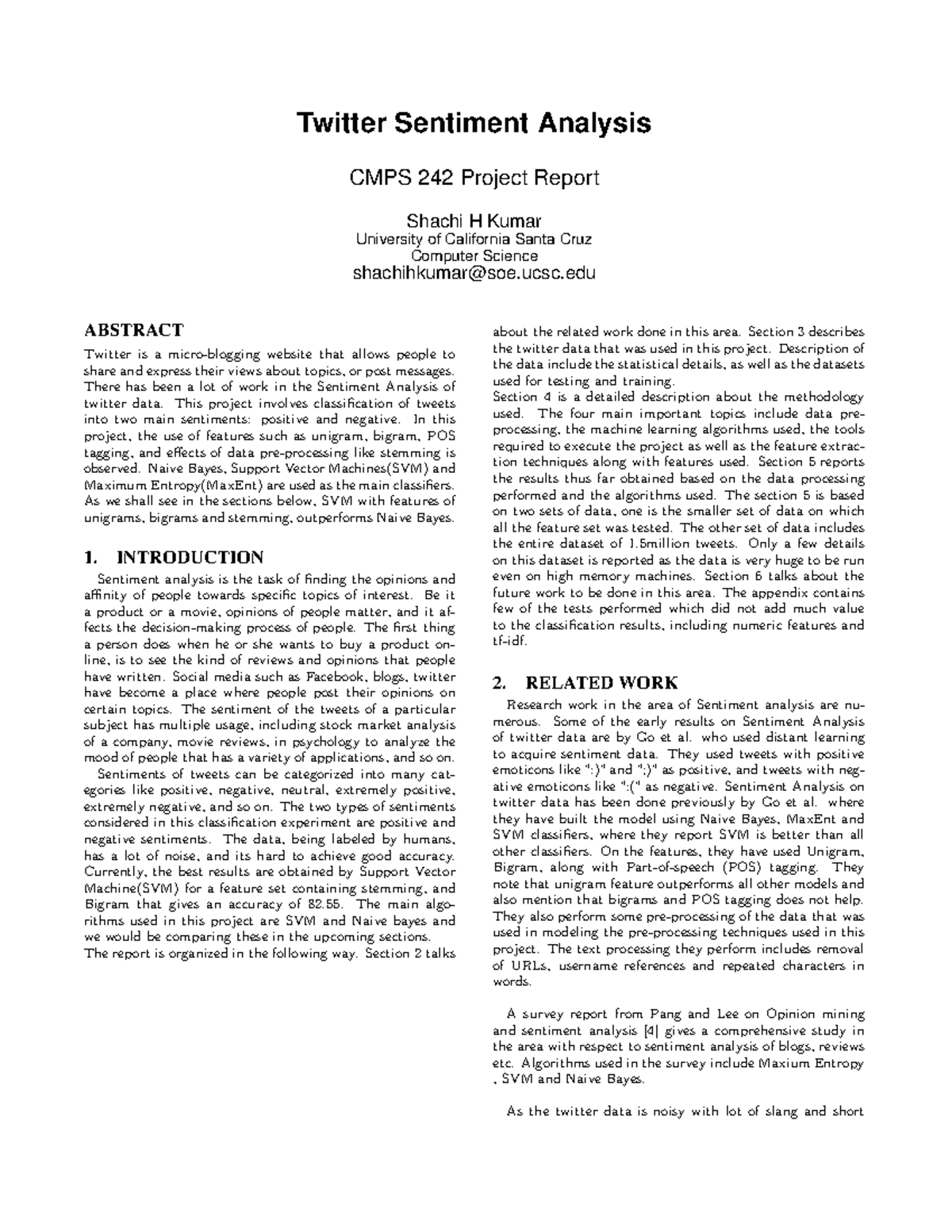 CMPS 242 Twitter Sentiment Analysis Project Report - Studocu