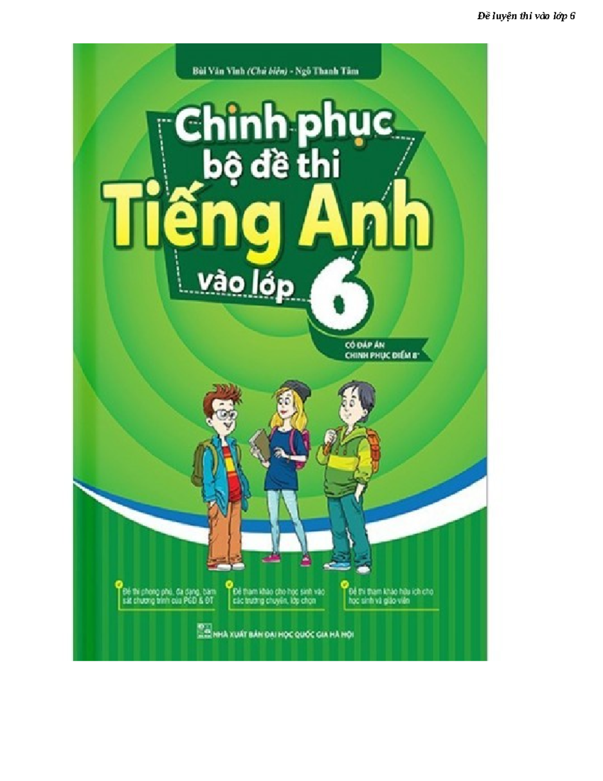 Đề luyện thi vào lớp 6 - TEST 1 & 2 - Bui Van Vinh - Studocu
