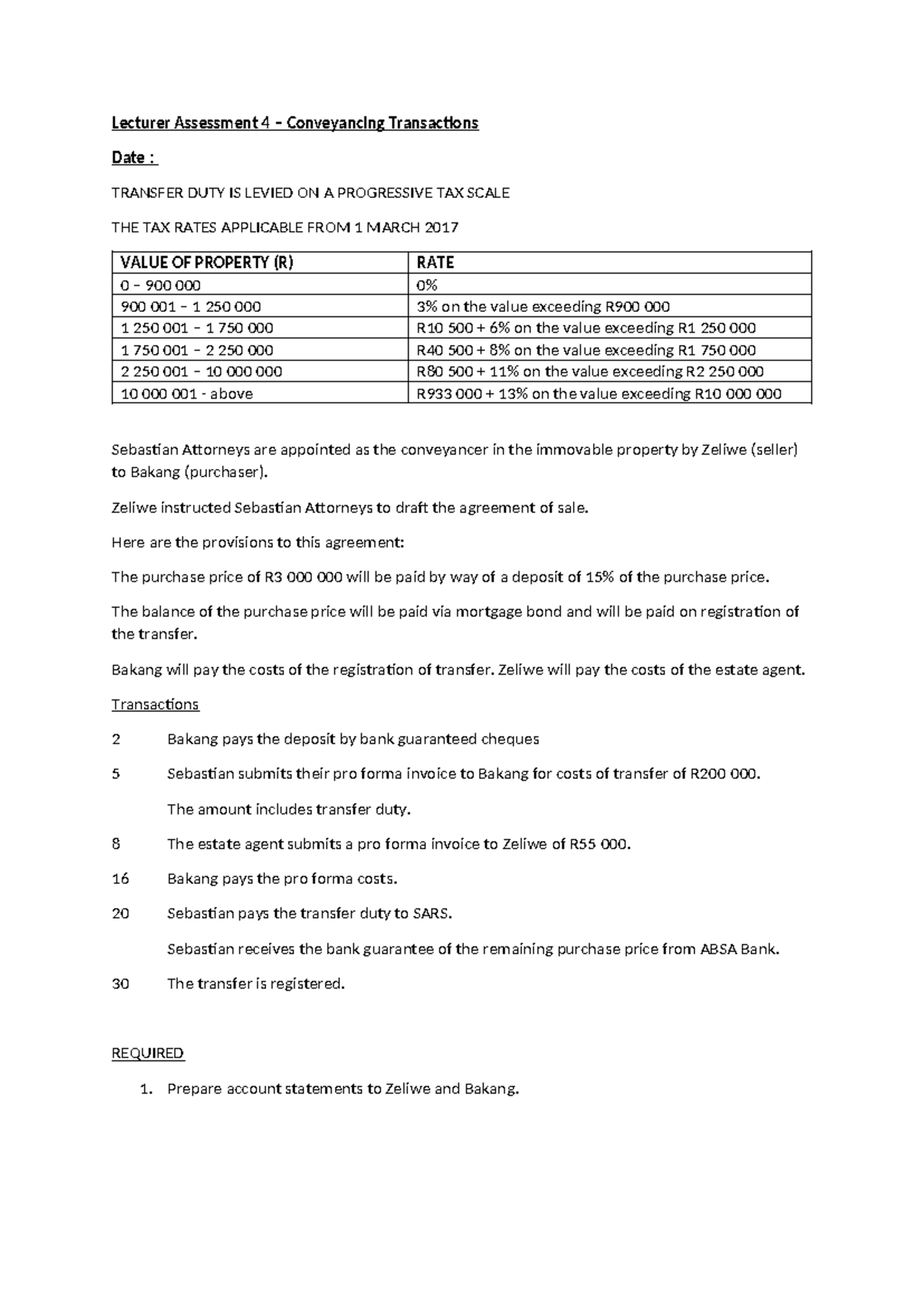 Conveyancing Transactions Assessment 4 - sbnilaw - Studocu